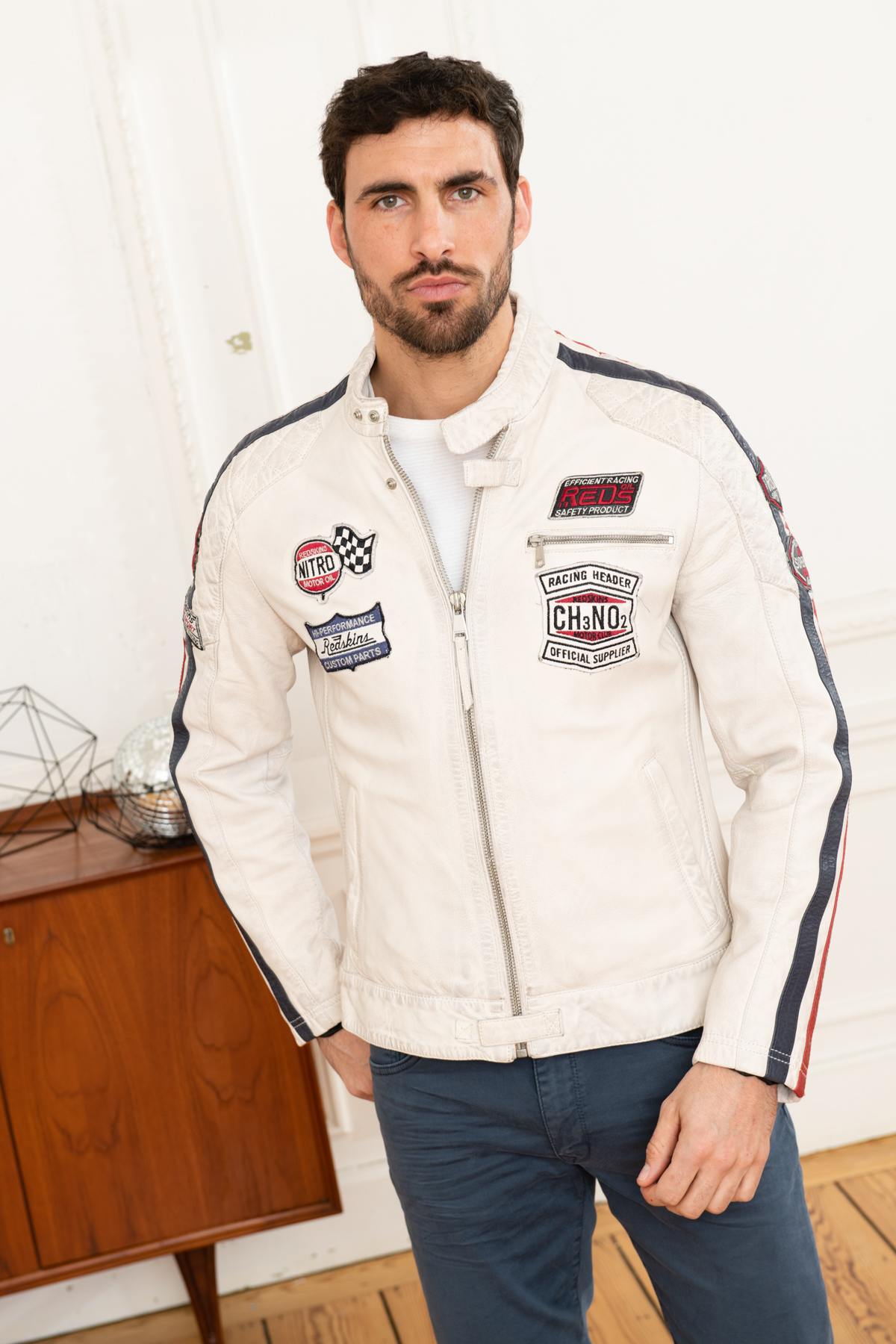 White leather racing jacket - Image n°7