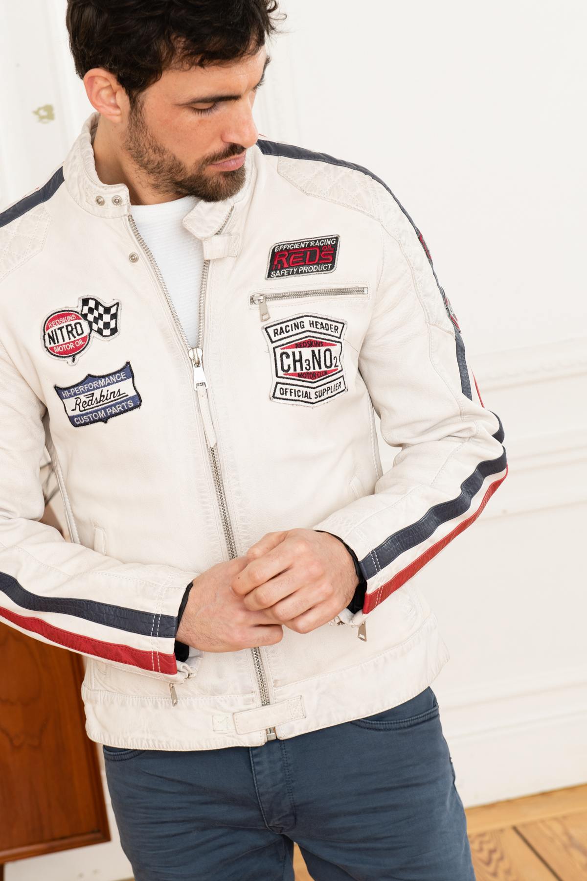 White leather racing jacket - Image n°3