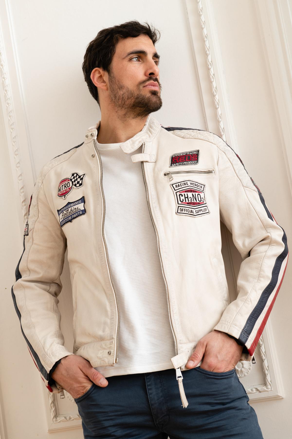 White leather racing jacket - Image n°1