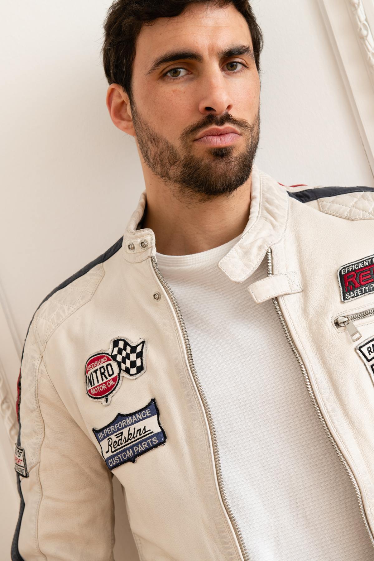 White leather racing jacket - Image n°8