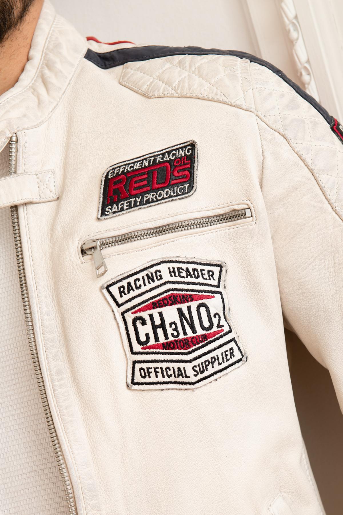 White leather racing jacket - Image n°9