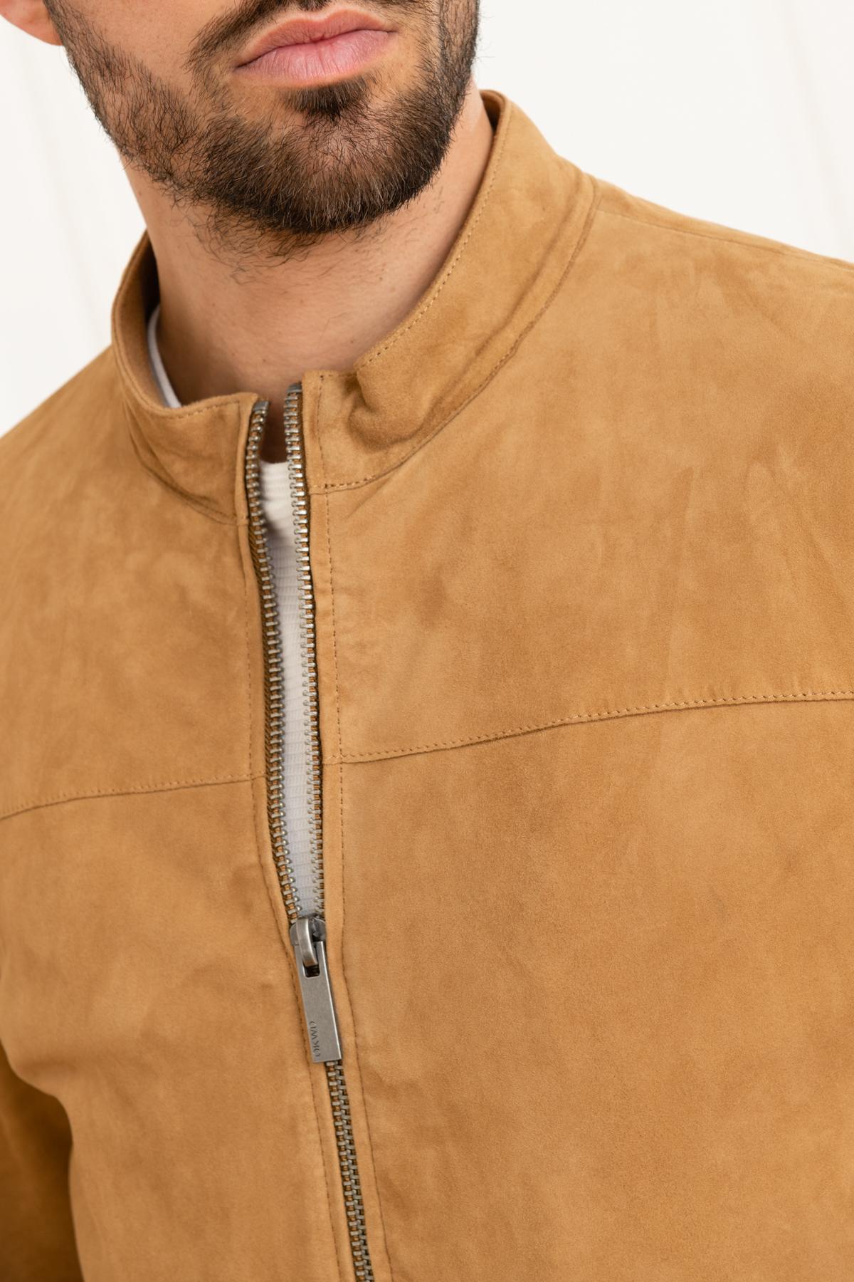 Beige suede leather jacket - Image n°8