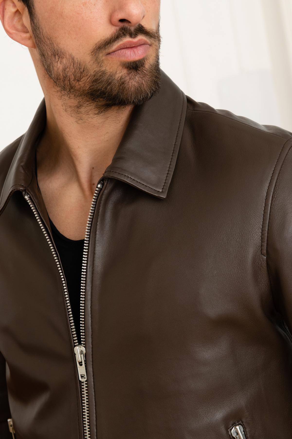 Elegant smooth leather jacket - Image n°3