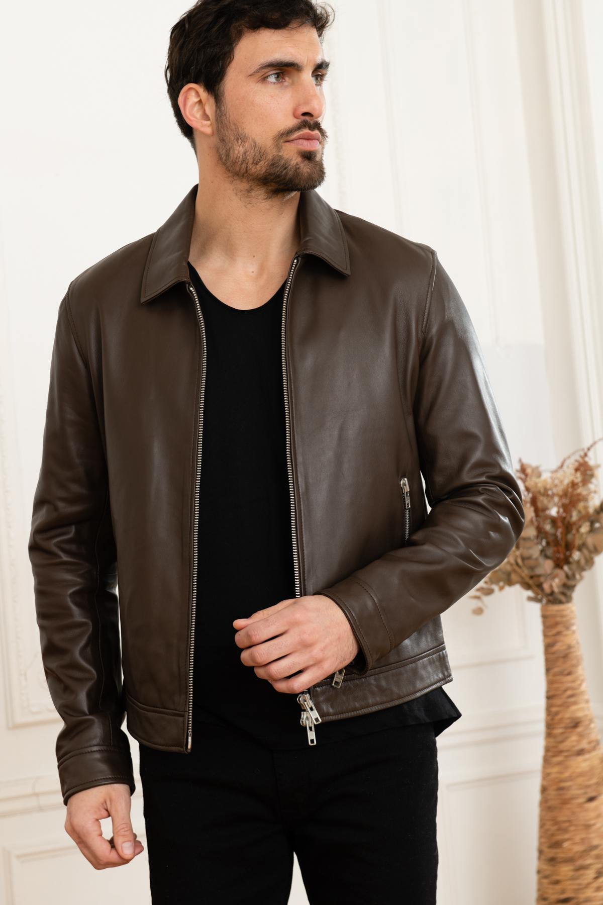 Elegant smooth leather jacket - Image n°2