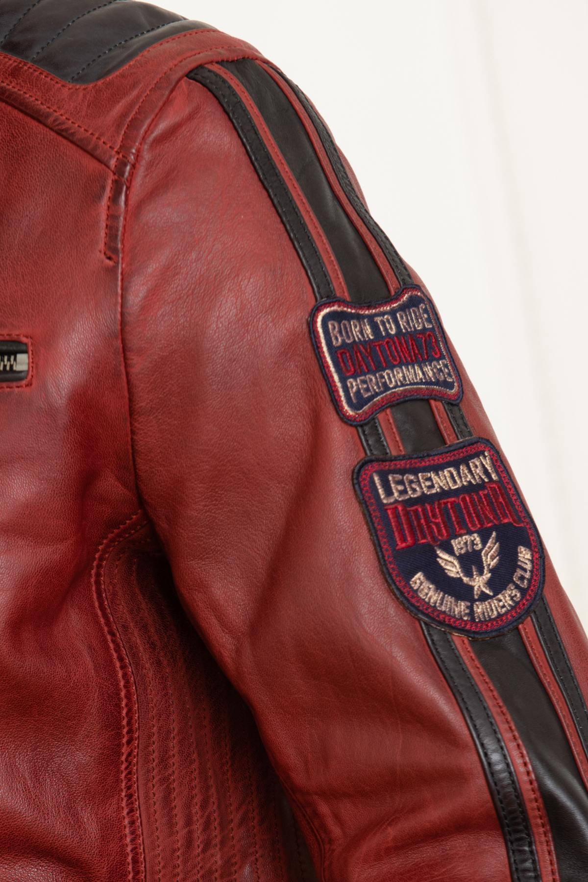 Red leather racer jacket - Image n°8