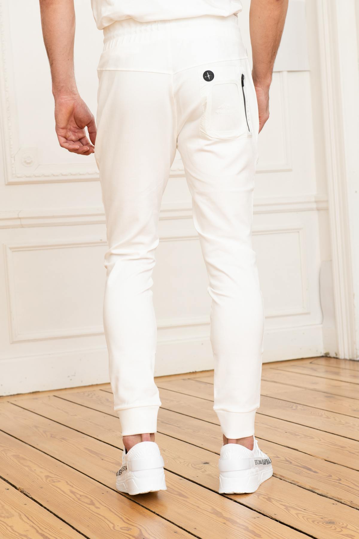 White slimfit jogging pants - Image n°7