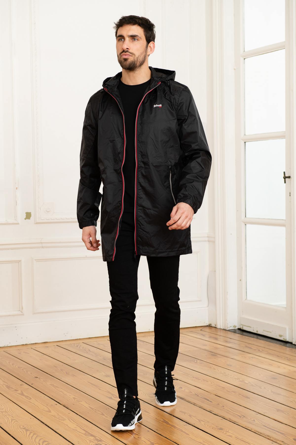 Long black windbreaker jacket - Image n°2