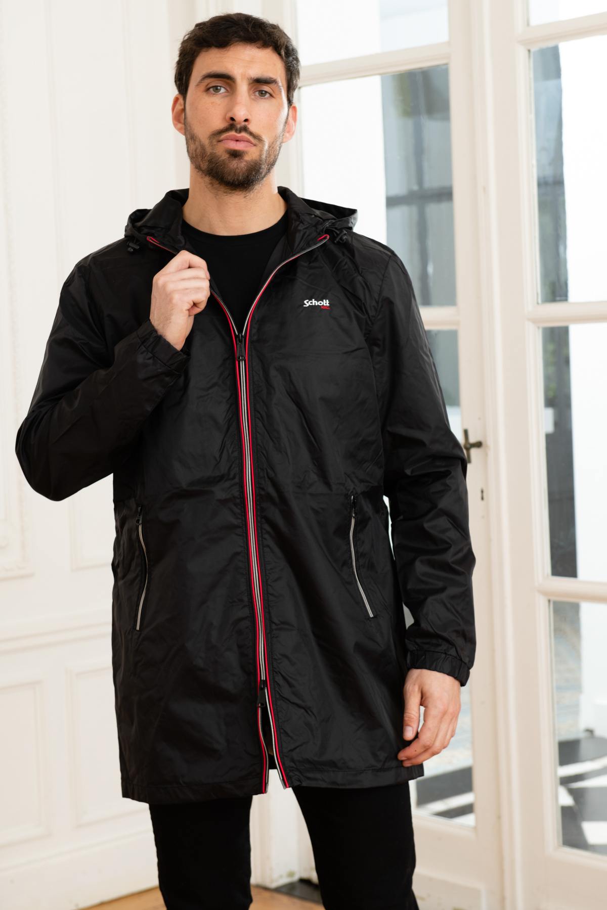 Long black windbreaker jacket - Image n°6