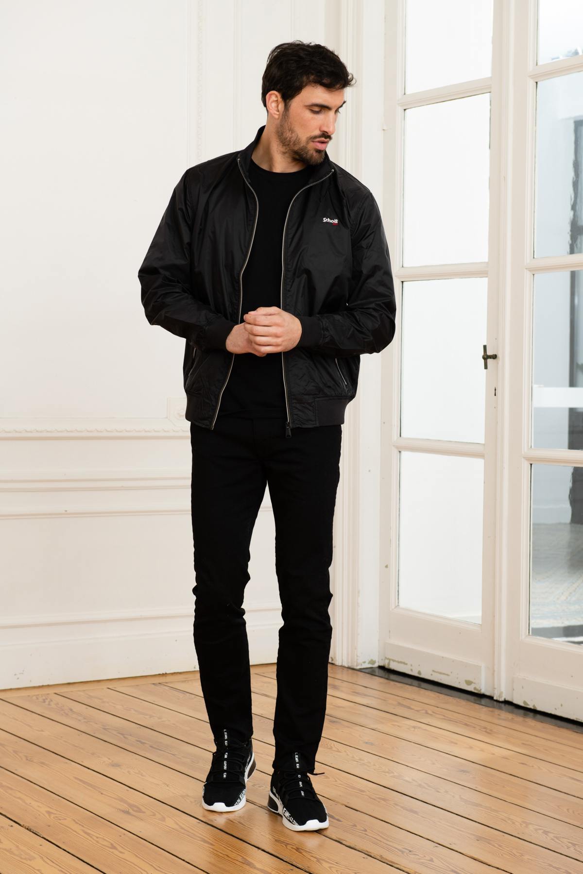 Men's black polyester jacket - Image n°2