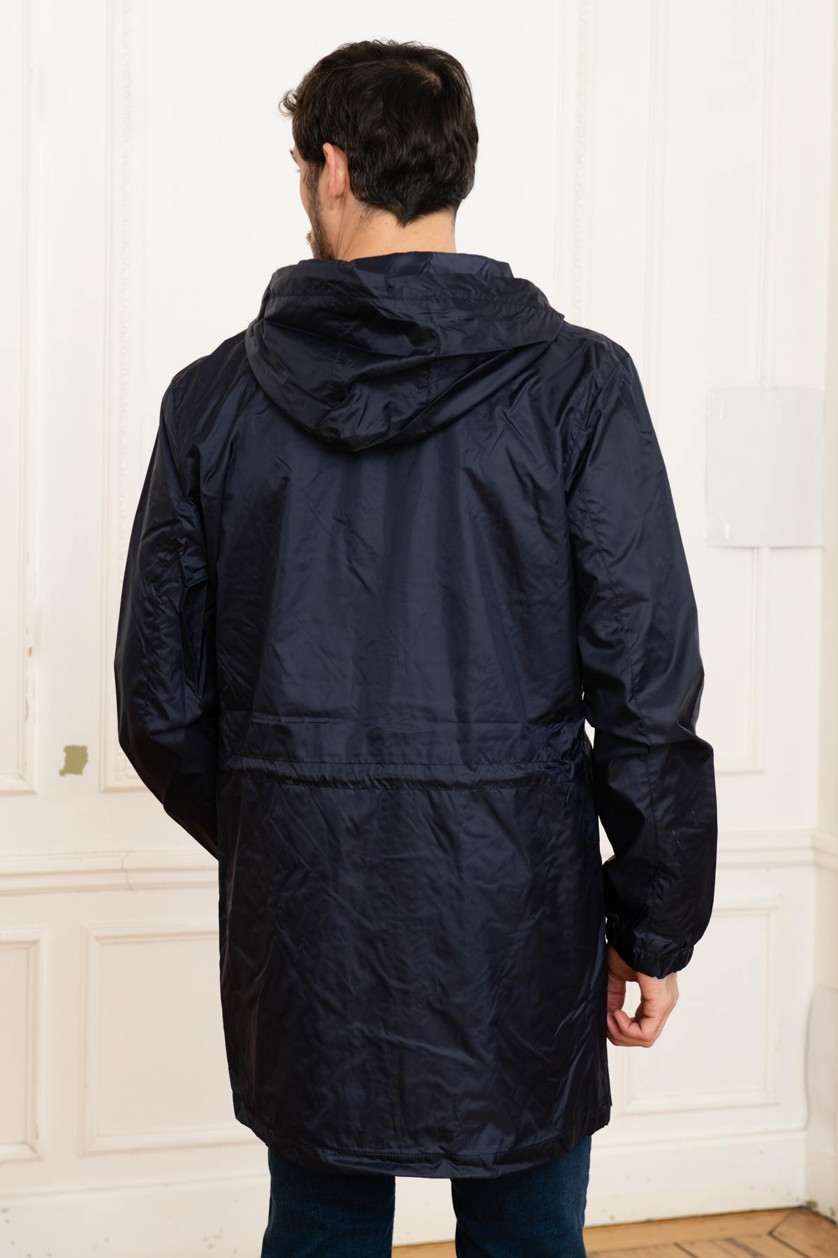 Navy blue sportswear windbreaker coat - Image n°5