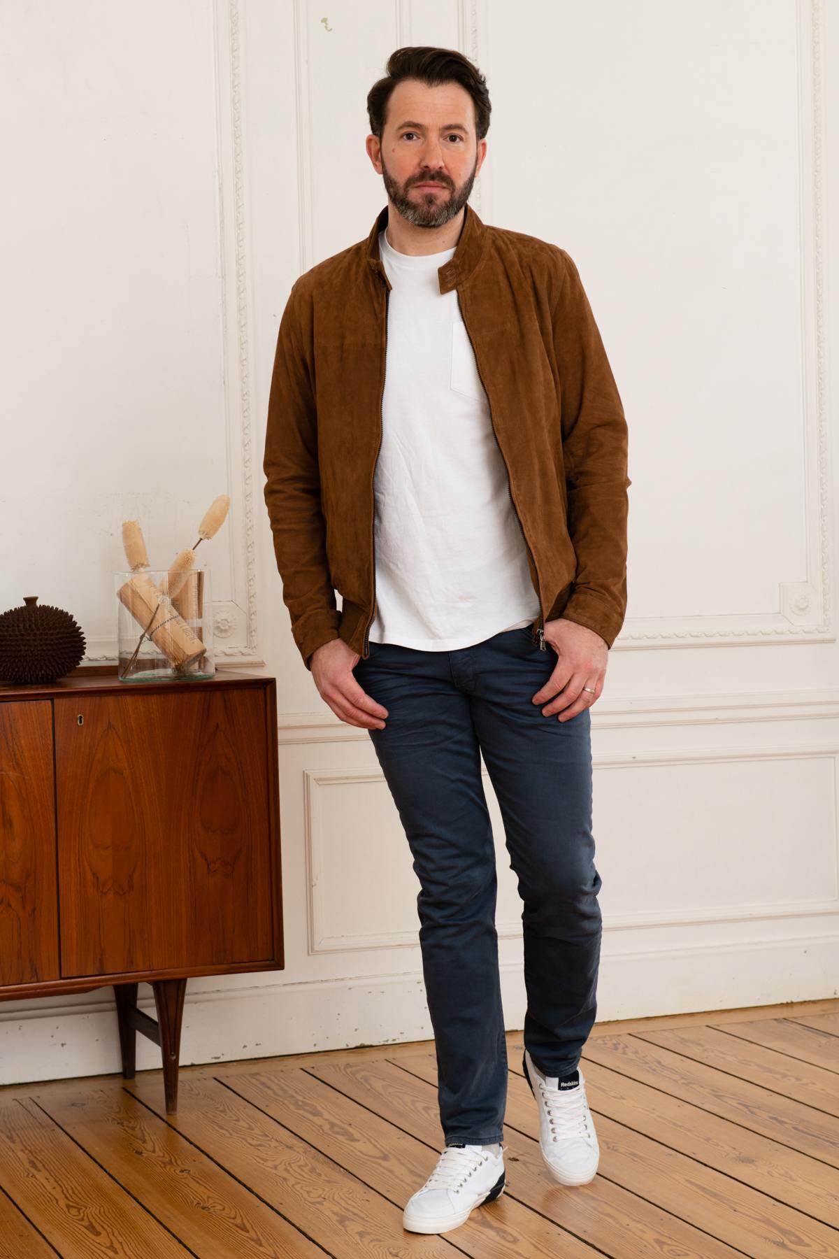 Teddy-style jacket in suede leather - Image n°2