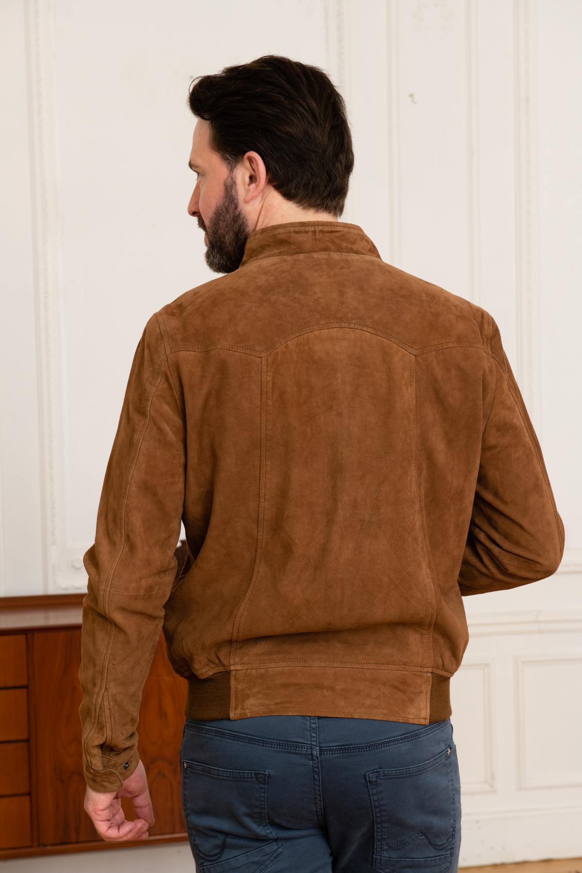 Teddy-style jacket in suede leather - Image n°6