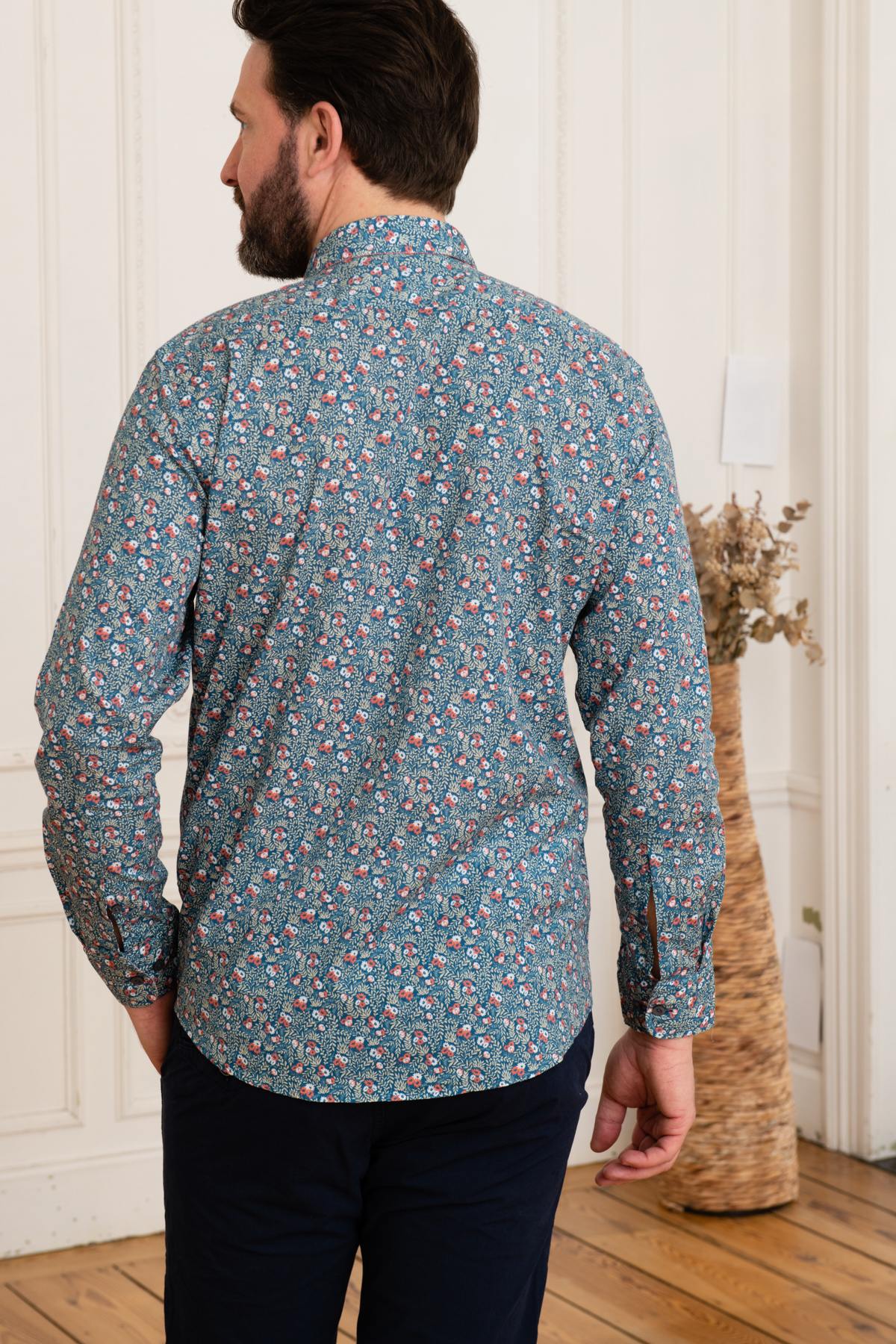 Men's blue floral shirt - Image n°4