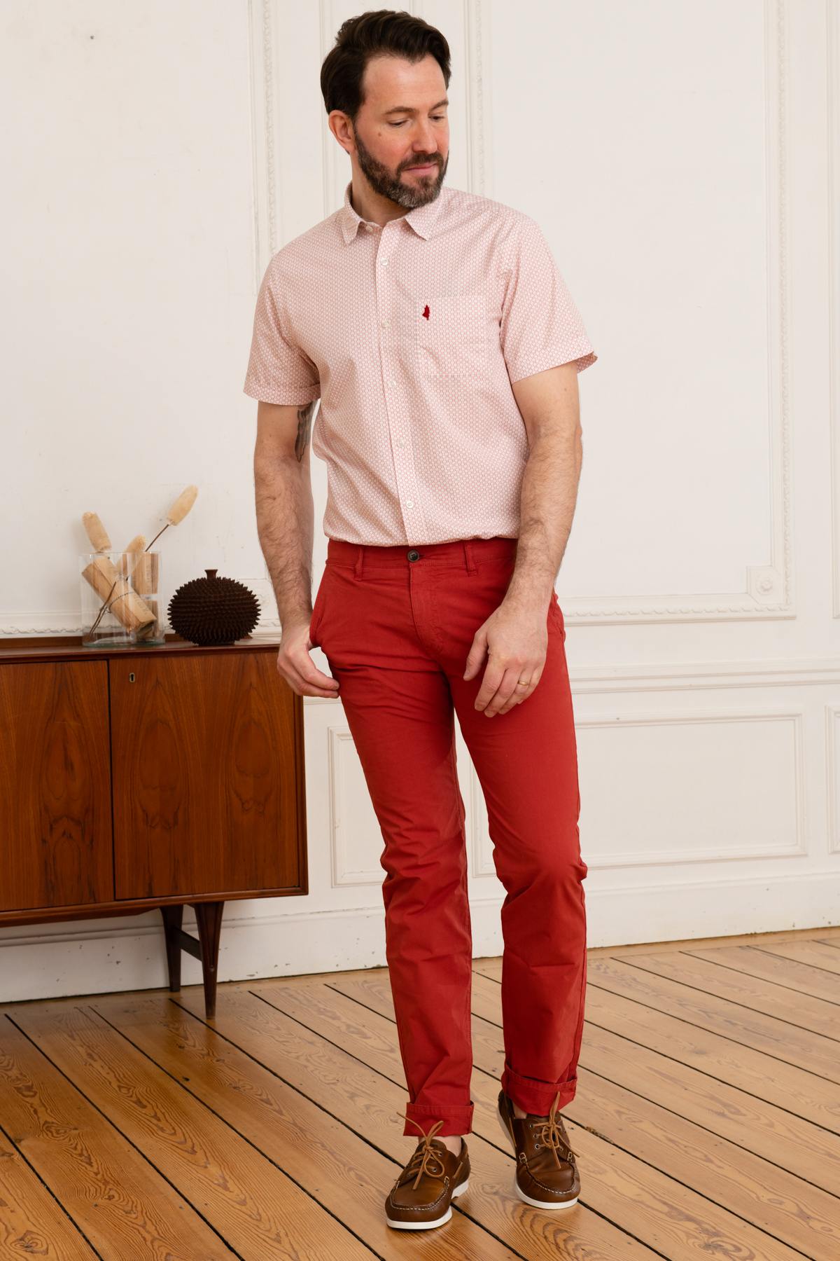 Red Patterned Short Sleeve Shirt - Image n°2