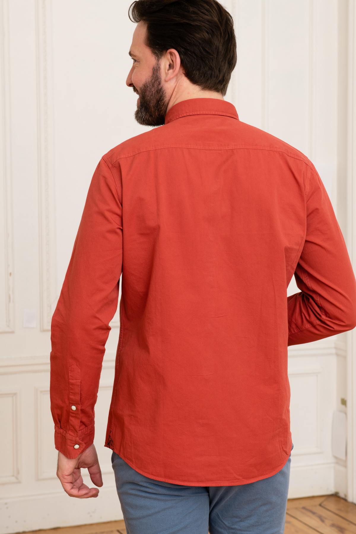 Men's double pocket red shirt - Image n°4