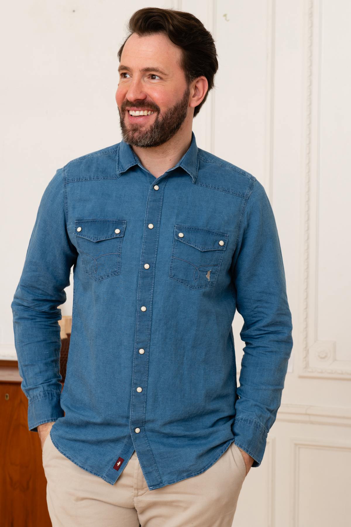 Men's denim blue shirt - Image n°3