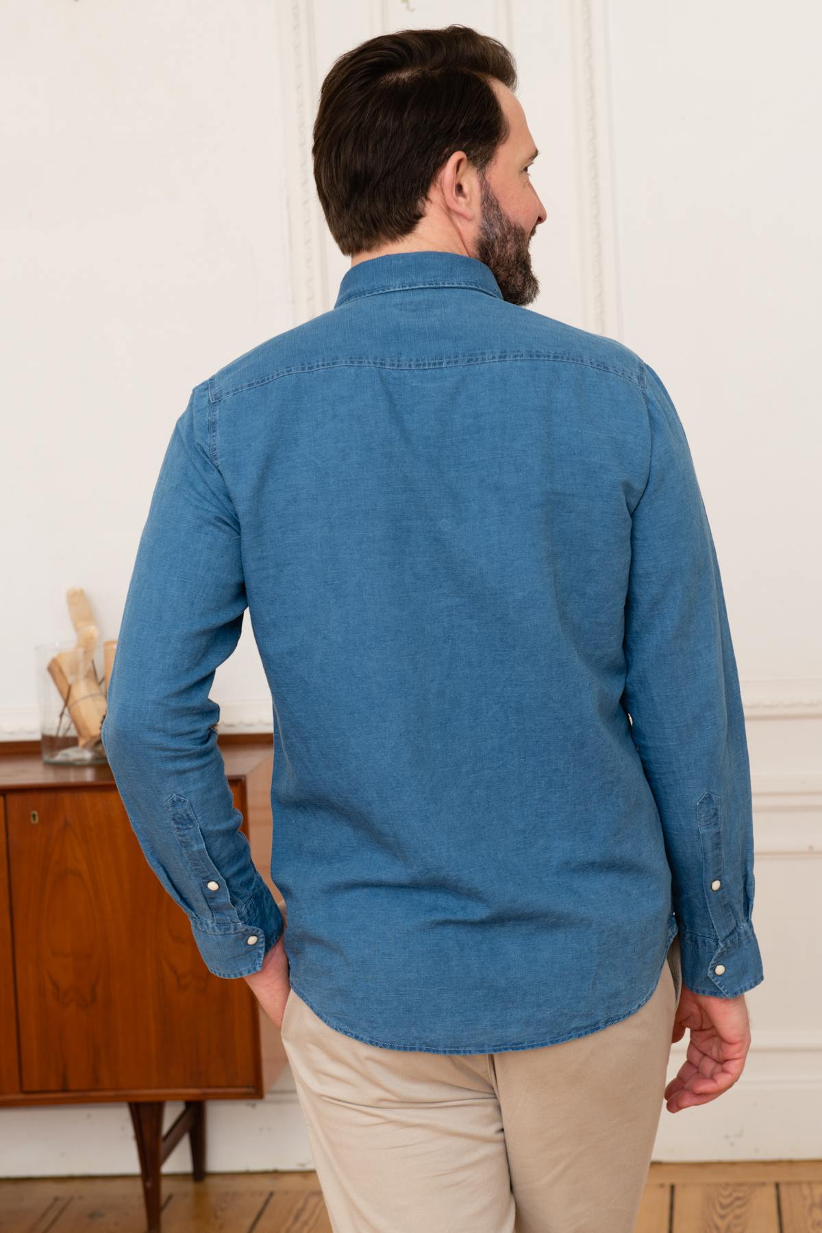 Men's denim blue shirt - Image n°4