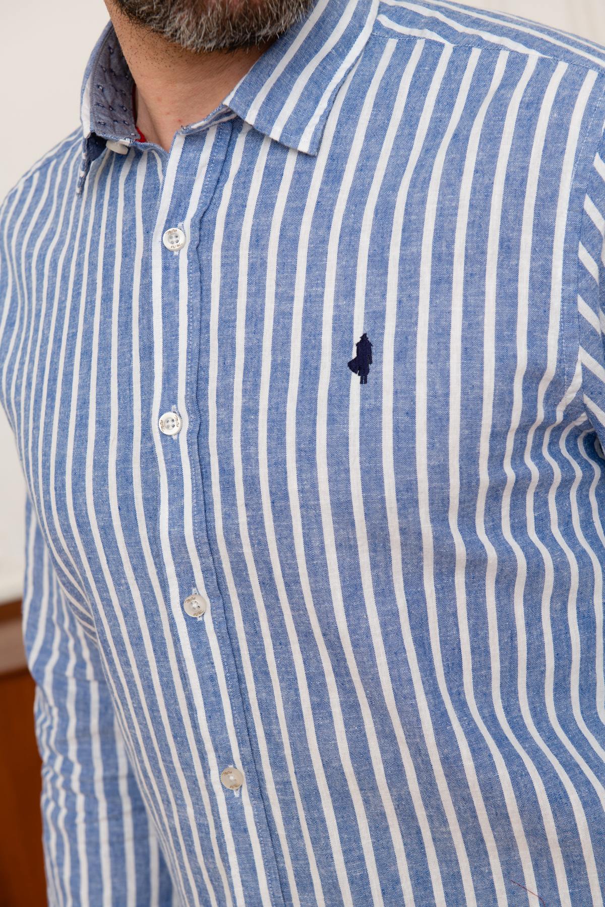 Blue and white lines shirt - Image n°6