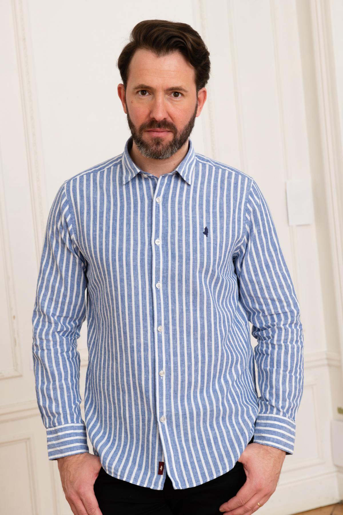 Blue and white lines shirt - Image n°3