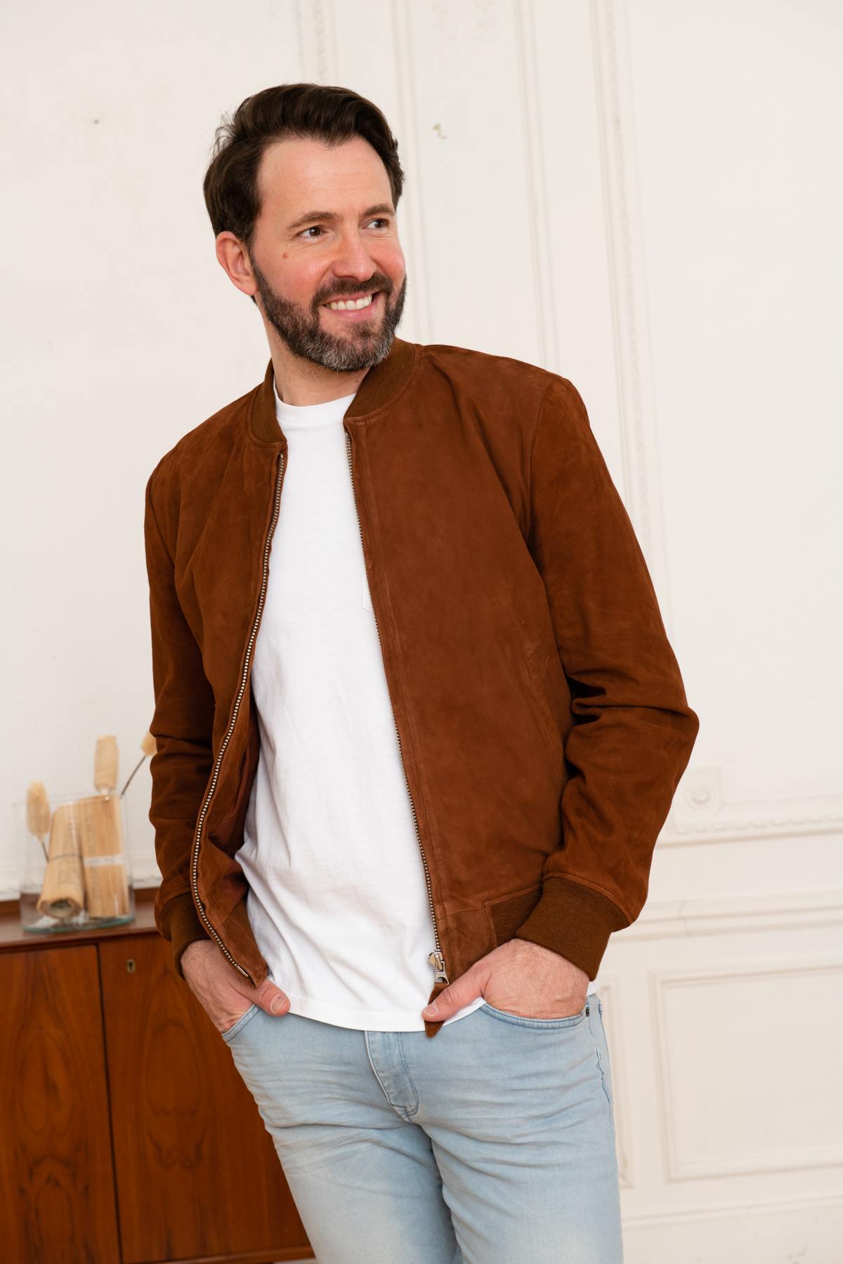 Teddy in cognac suede leather - Image n°1