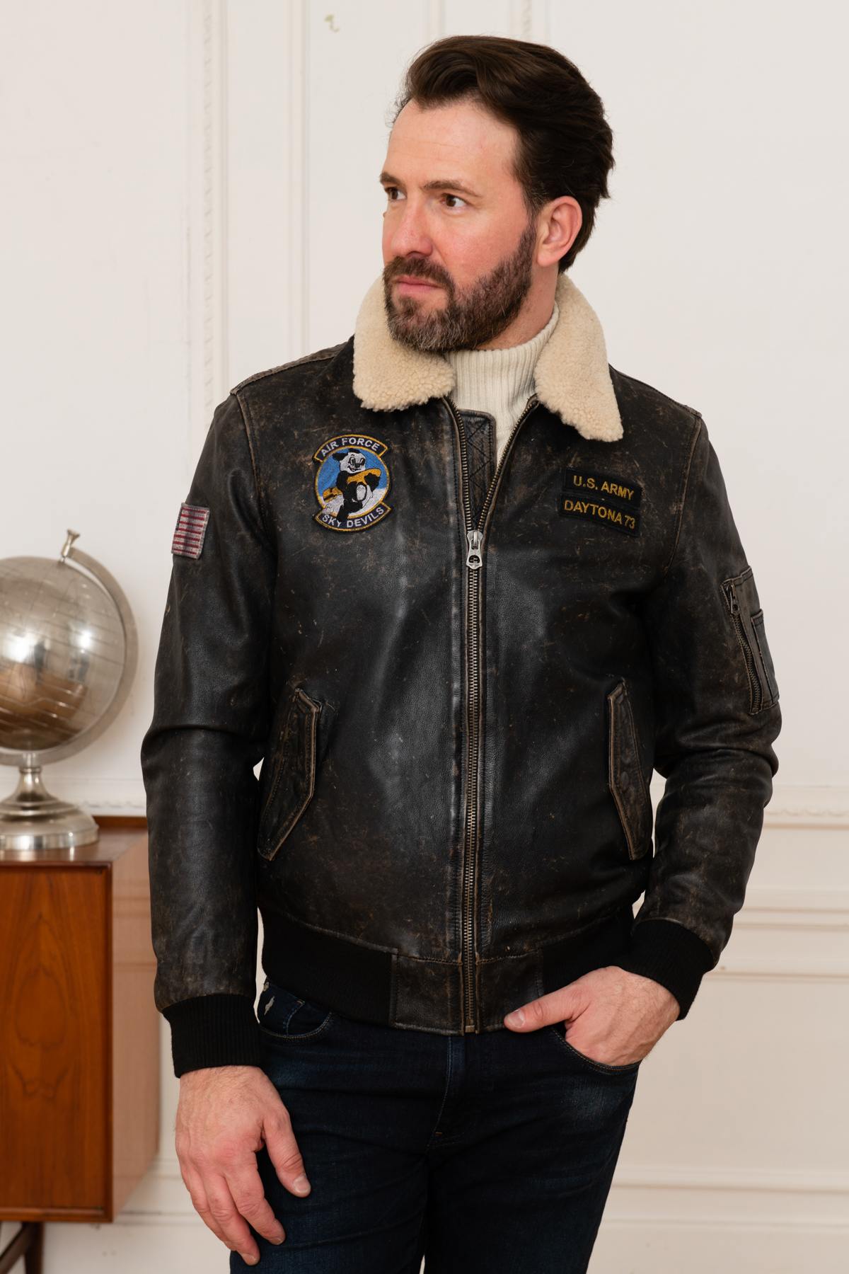 Vintage cowhide leather aviator - Image n°6