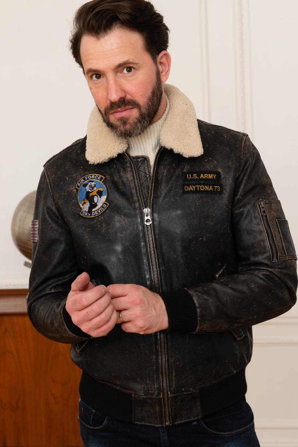 Vintage cowhide leather aviator - Image n°1