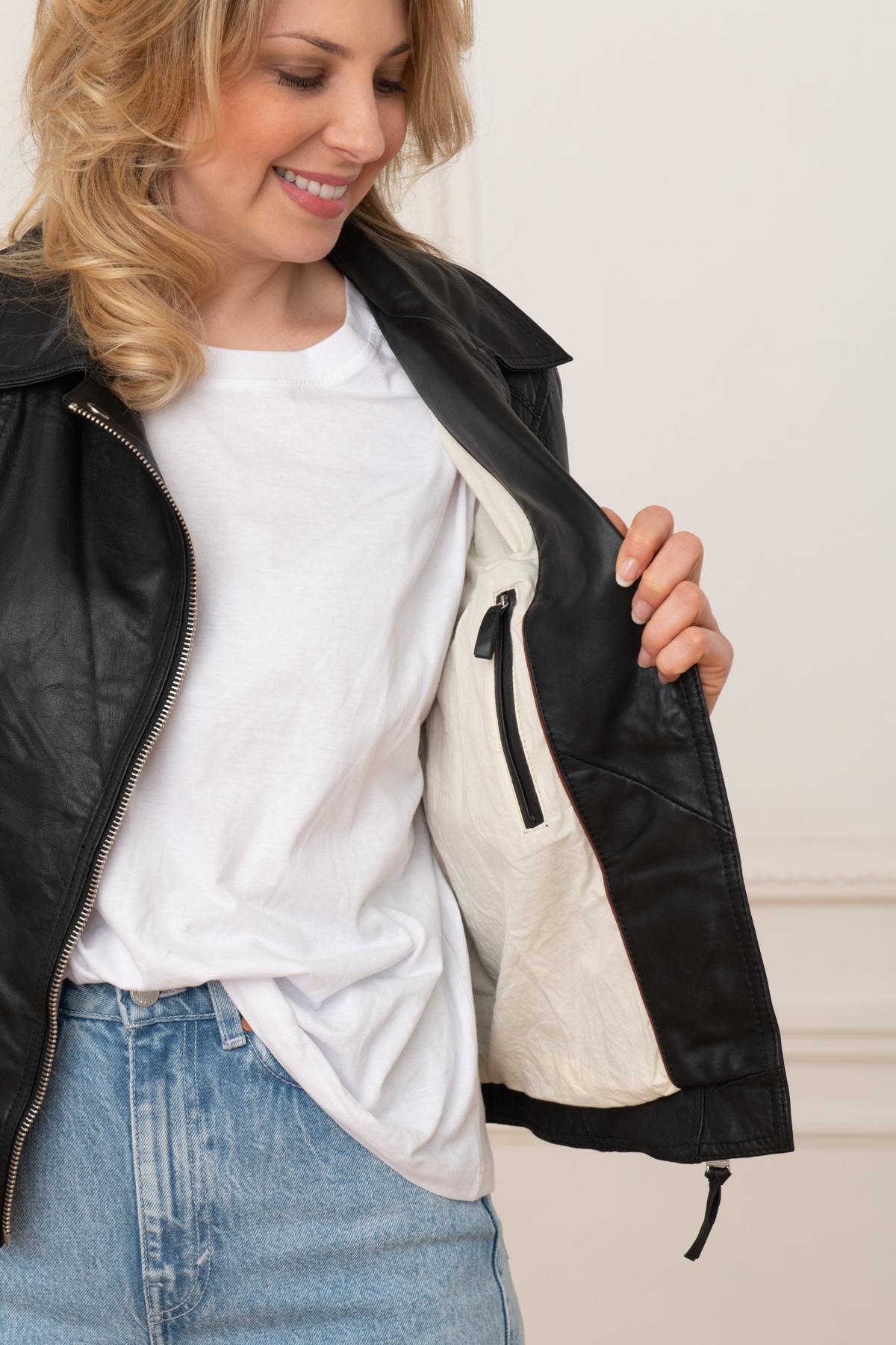 Trendy black Biker Jacket for women - Image n°7