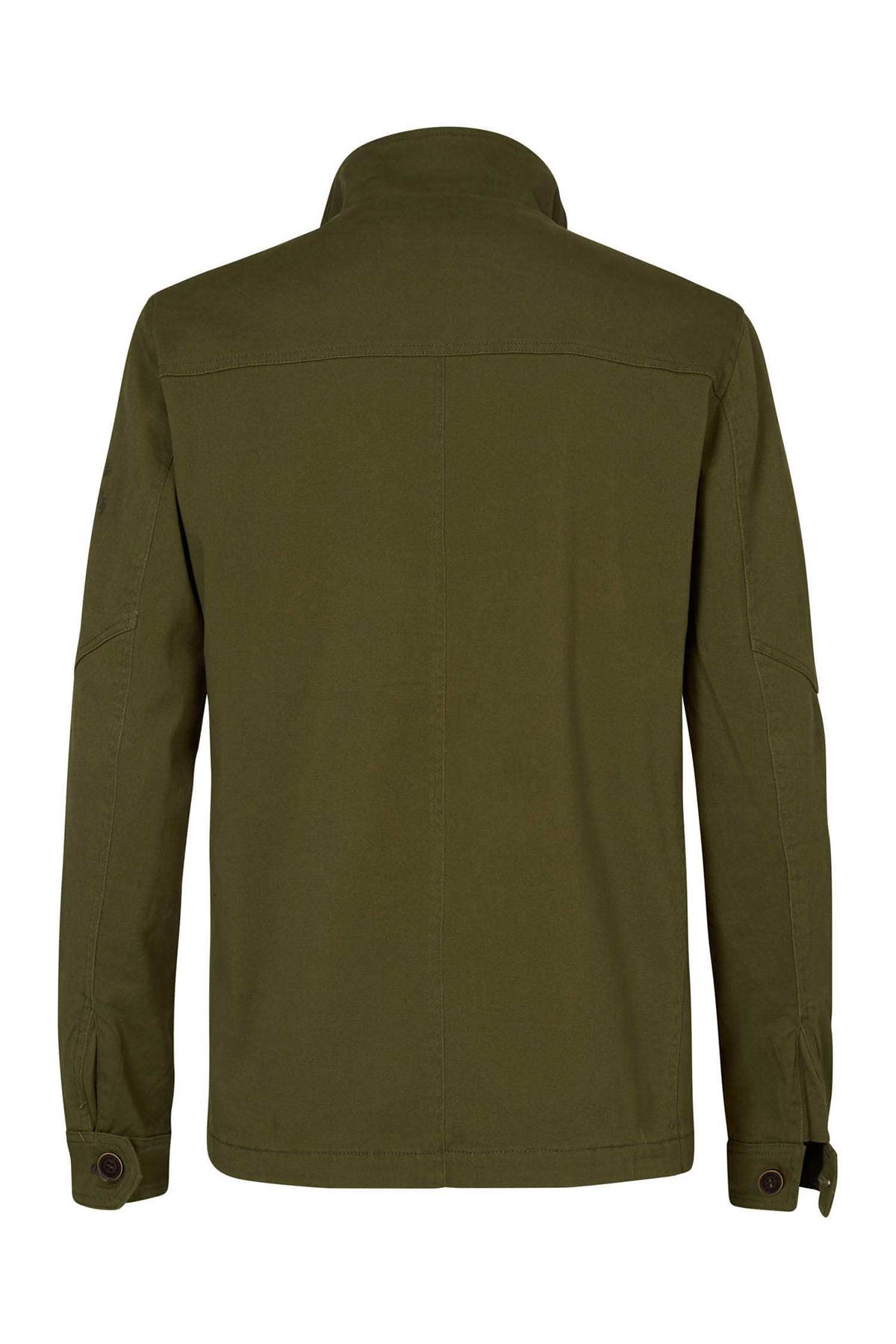 Khaki army stand-up collar field jacket - Image n°2