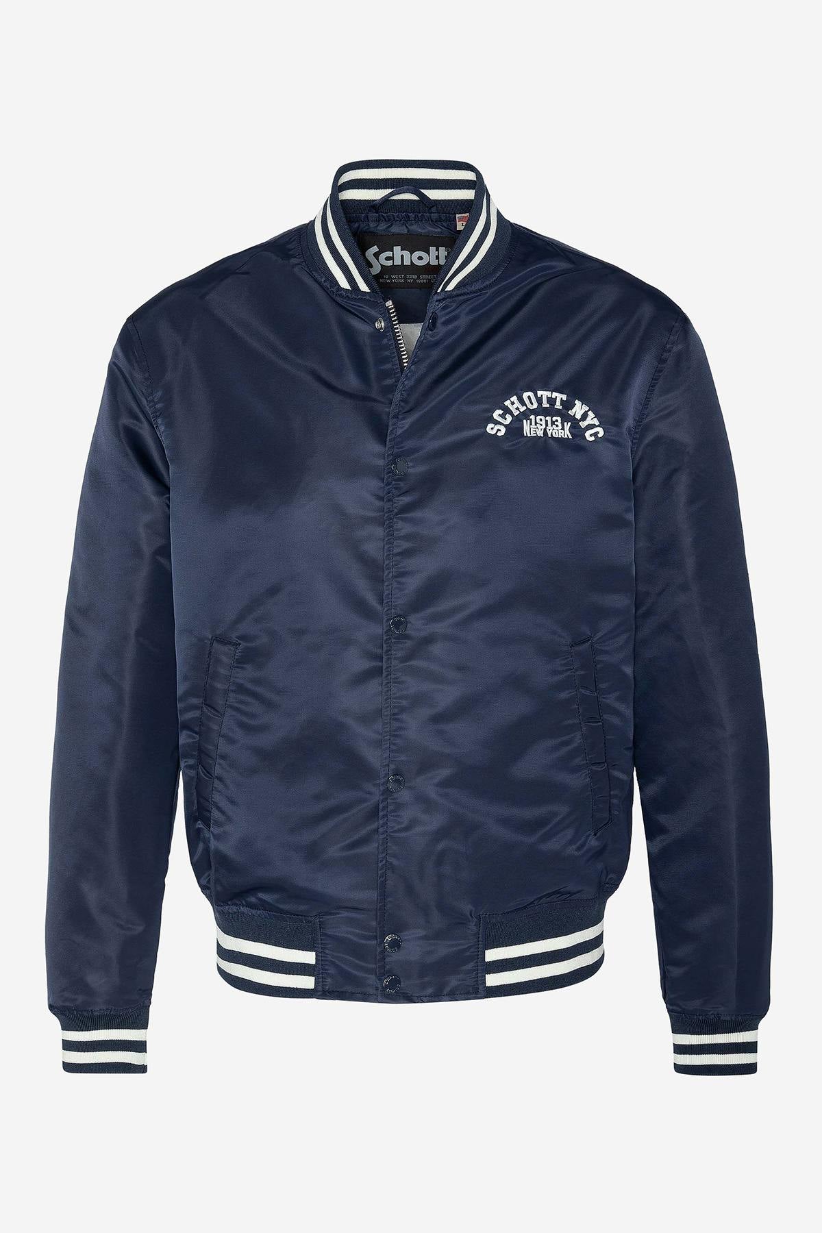 Navy blue nylon varsity teddy - Image n°1