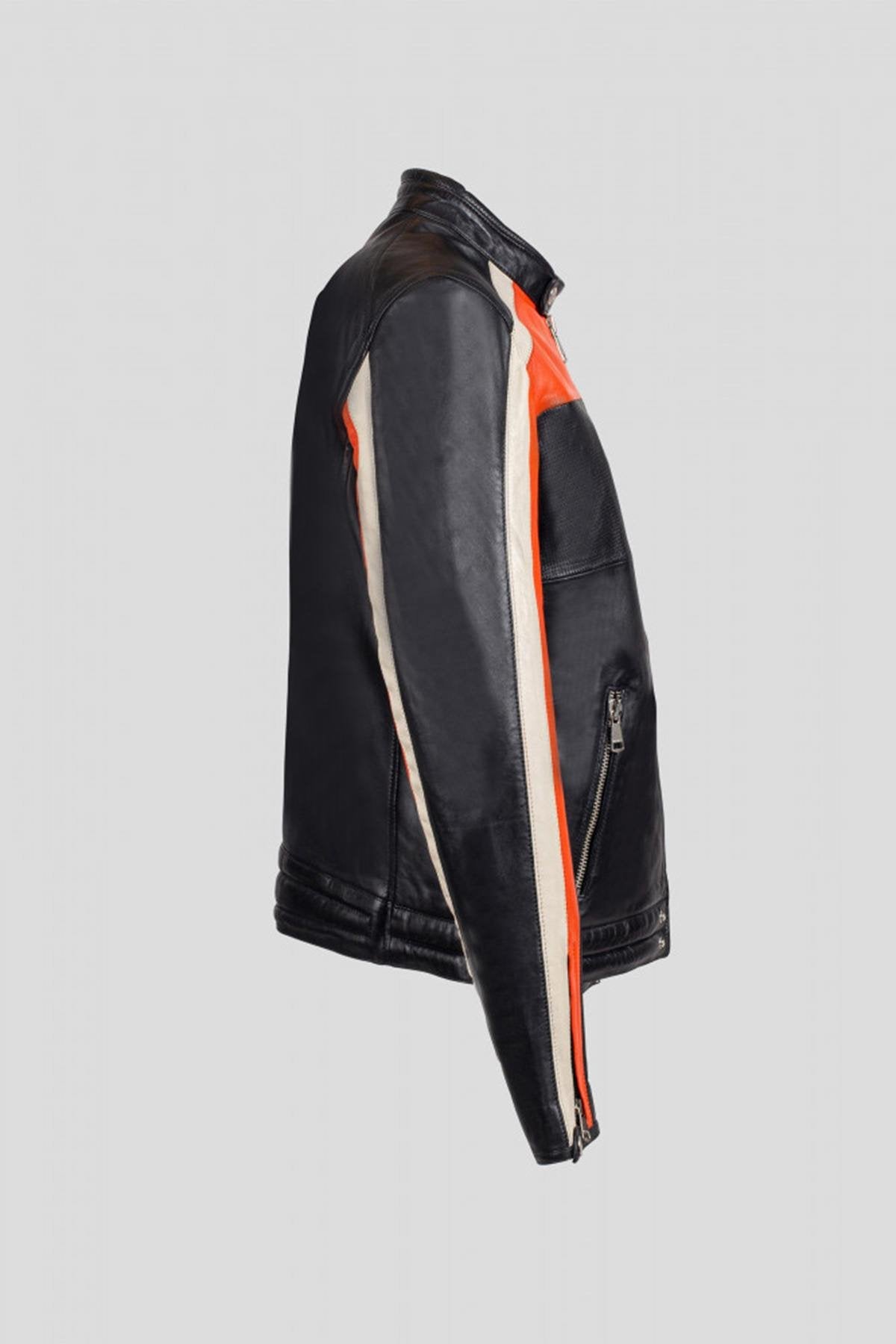 Tricolor biker style jacket - Image n°10