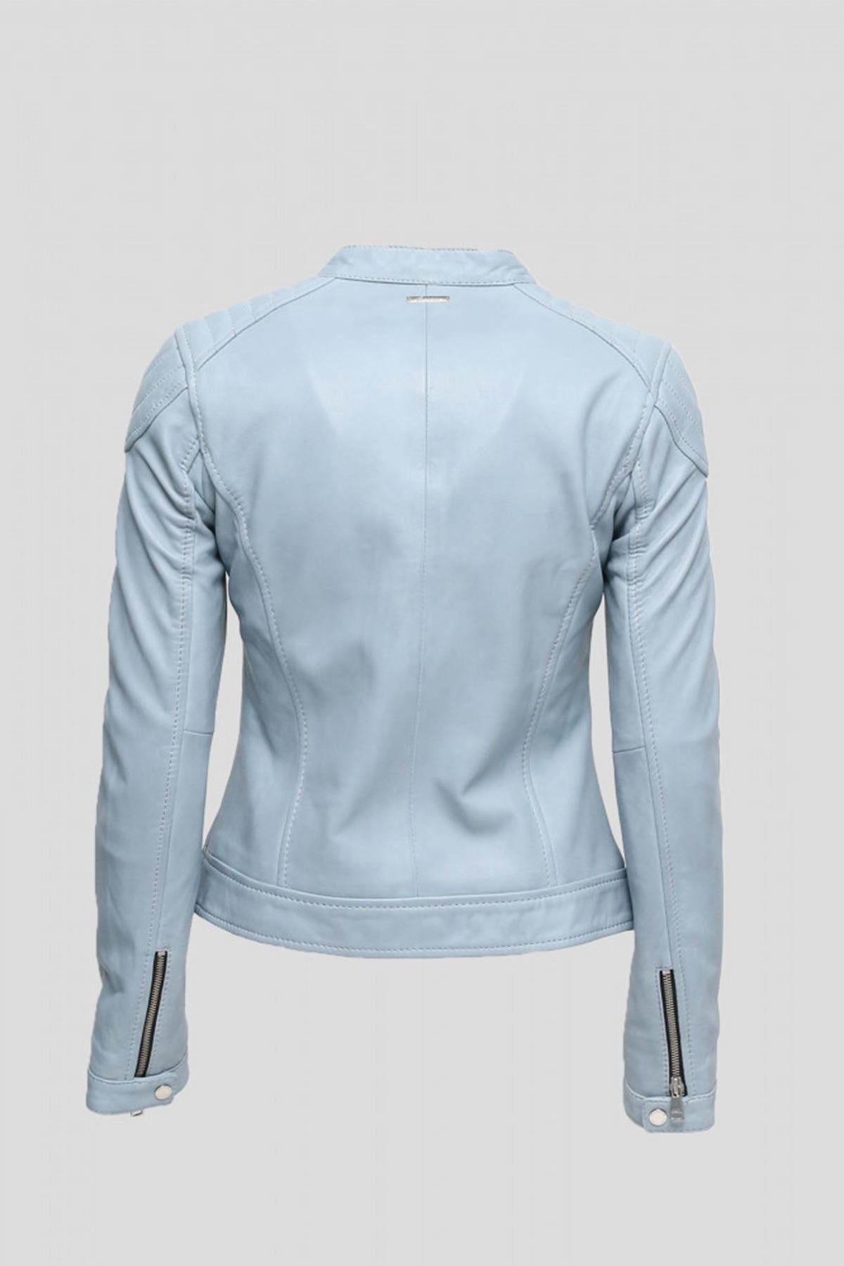 Light blue leather jacket - Image n°6