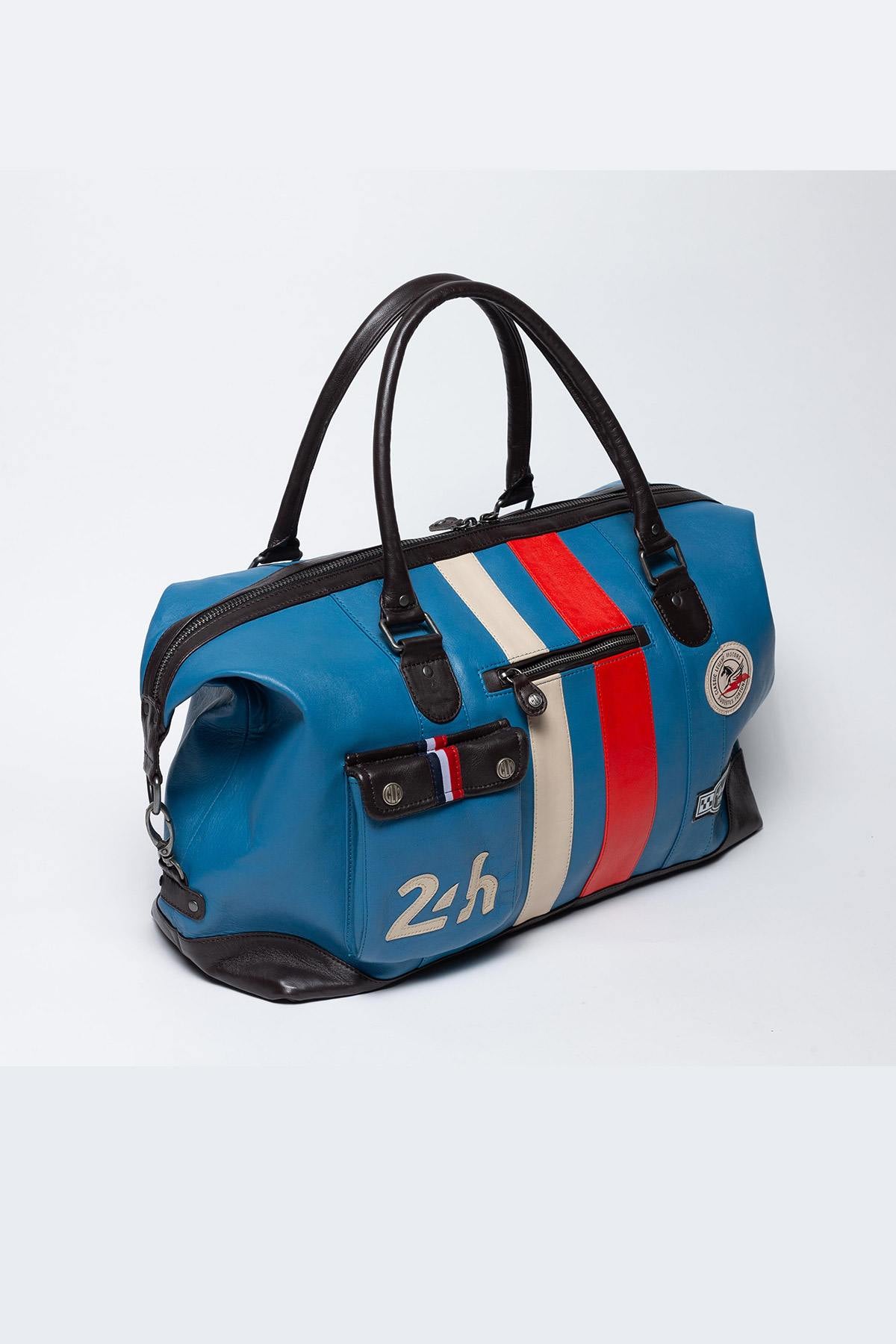 Electric Blue Genuine Leather Travel Bag - Image n°1