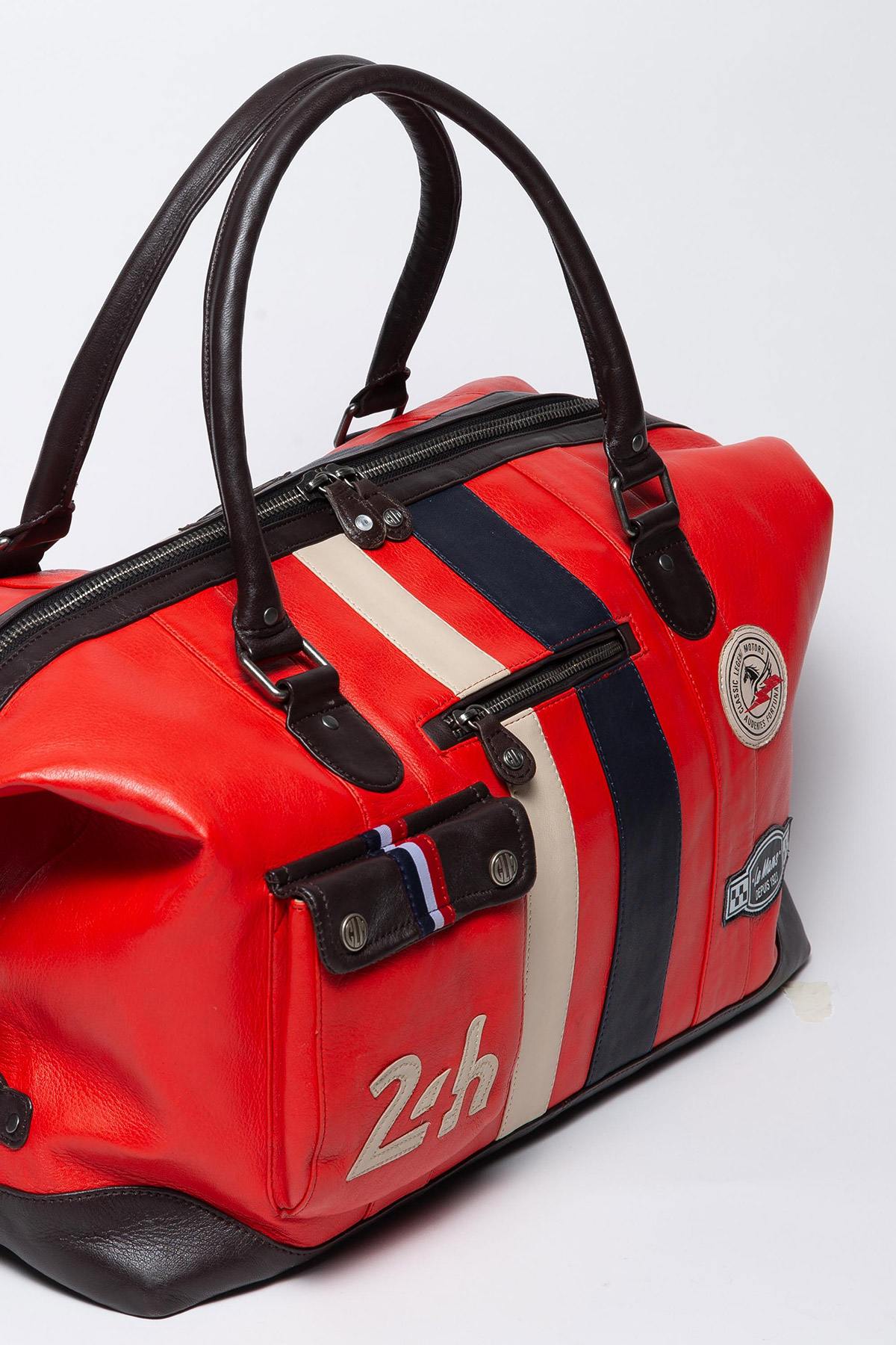 72h racing travel bag in red leather - Image n°2