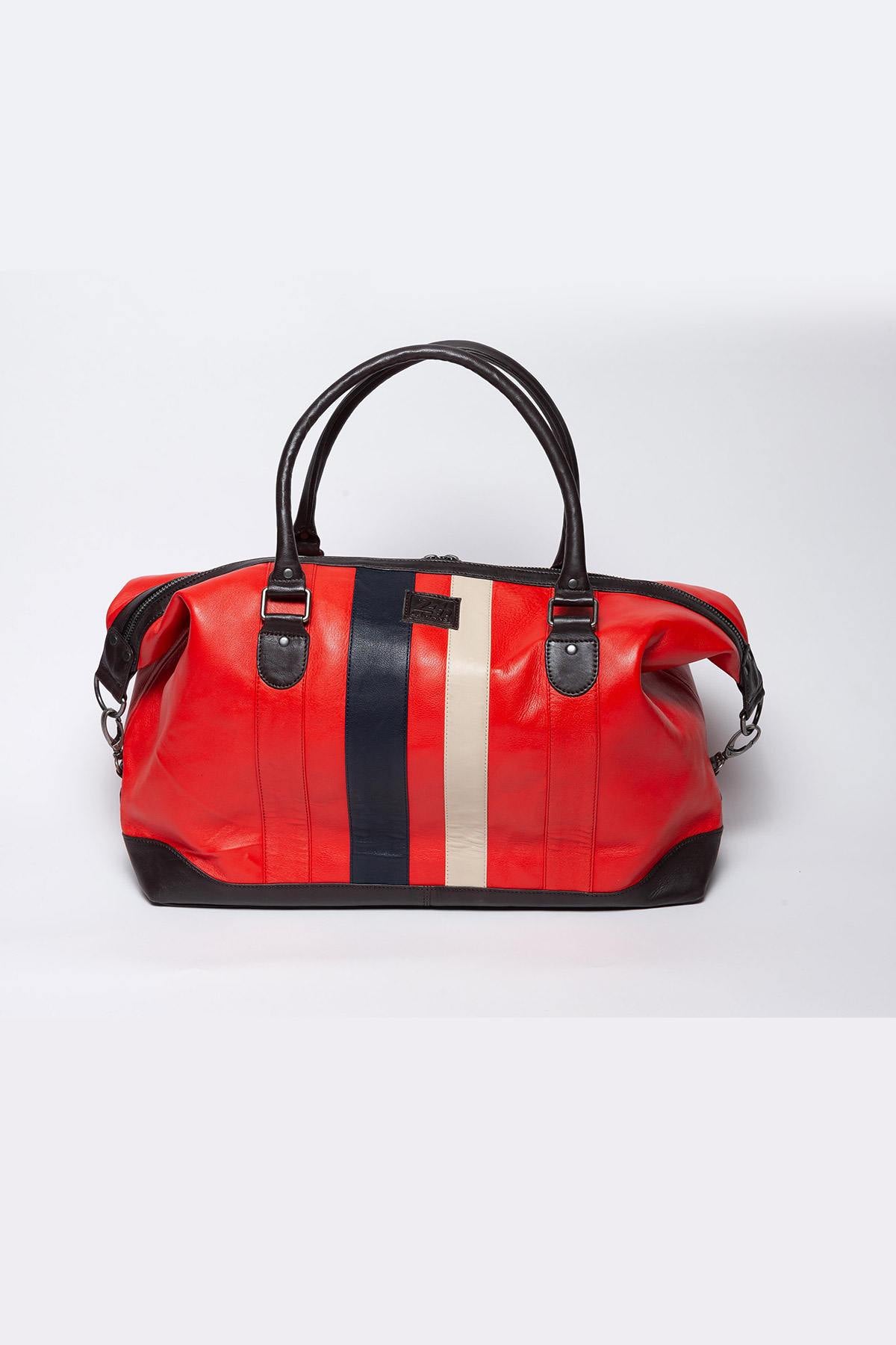 72h racing travel bag in red leather - Image n°3