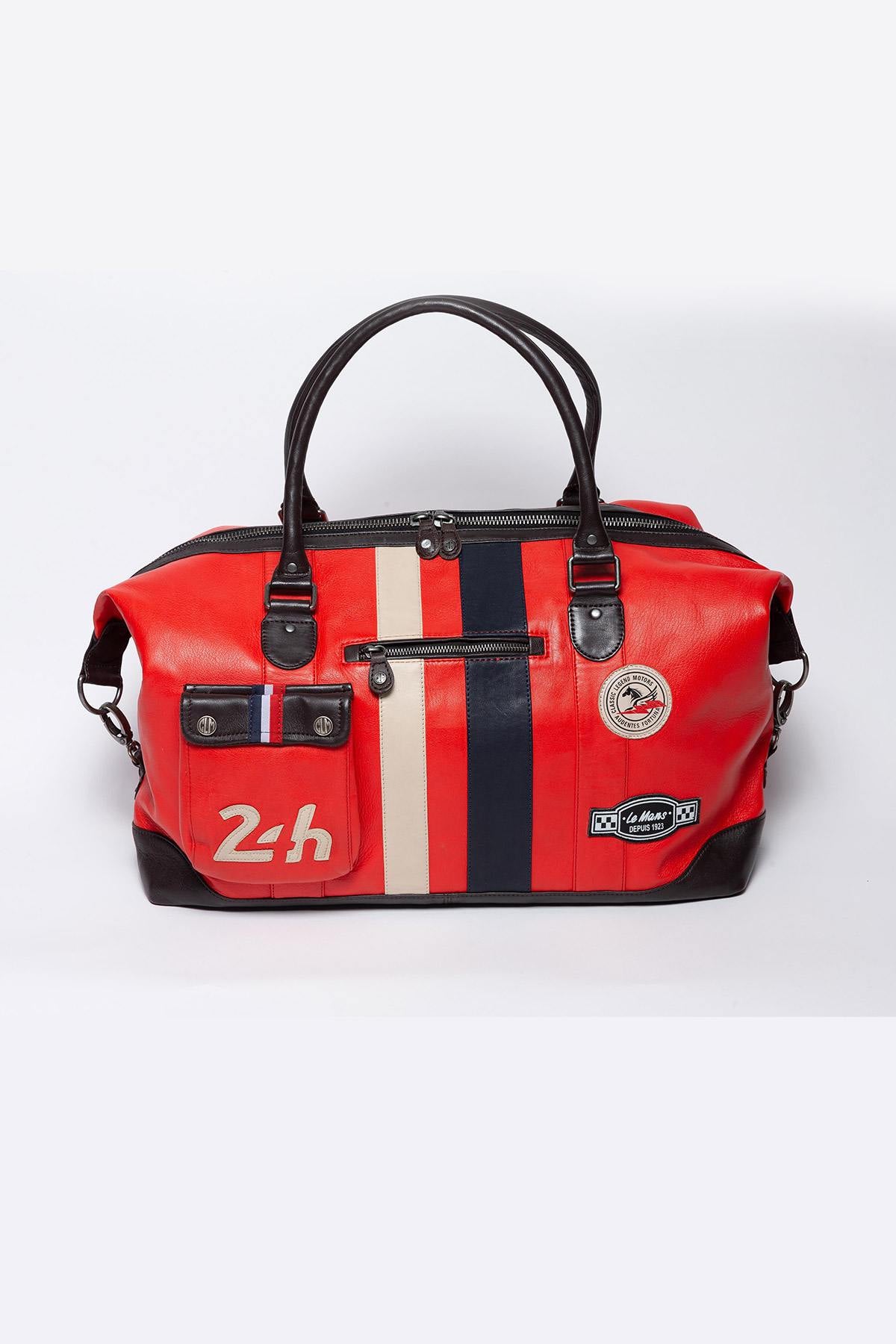 72h racing travel bag in red leather - Image n°4