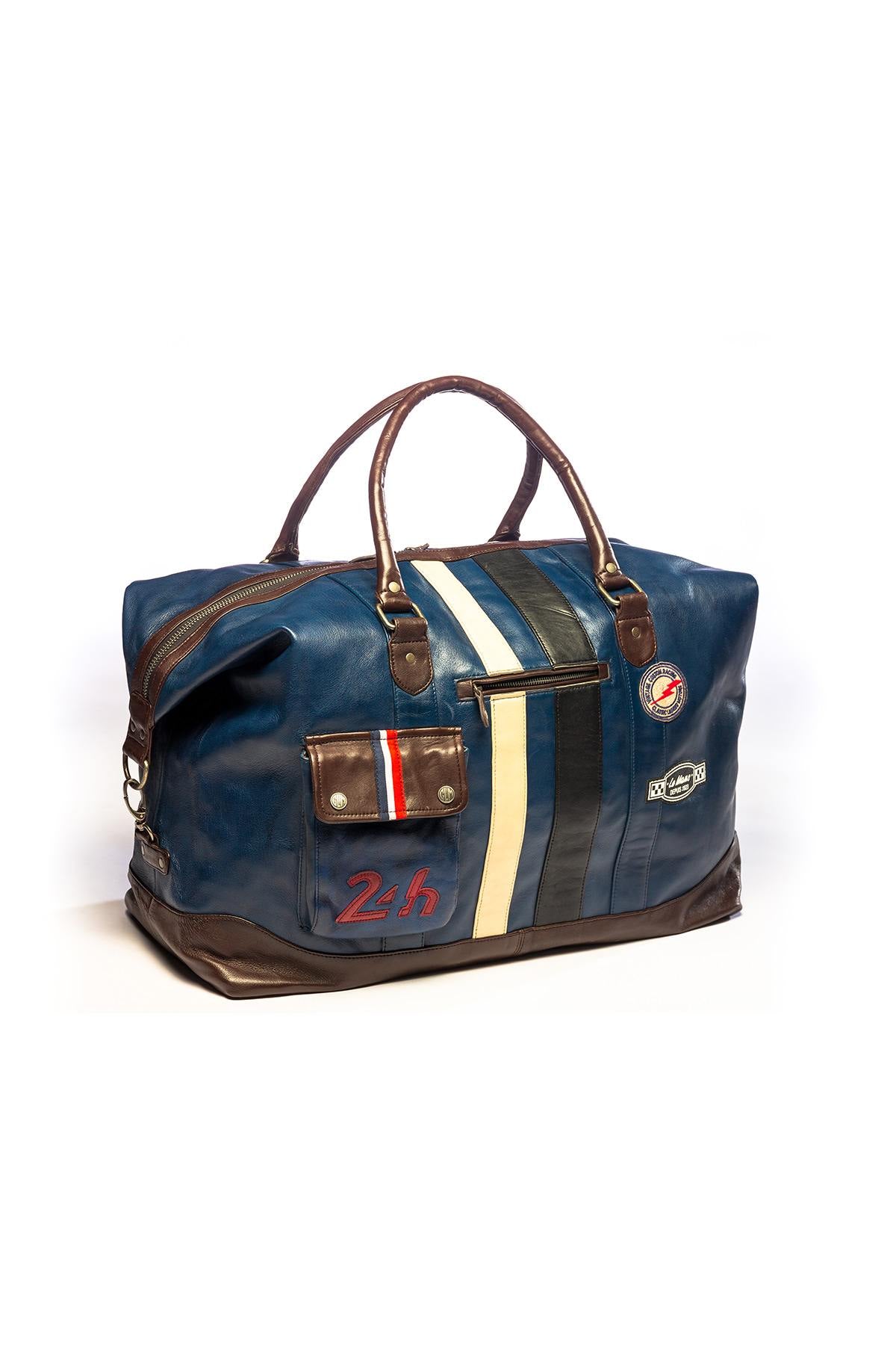 Blue racing-style leather bag, 72h model - Image n°1