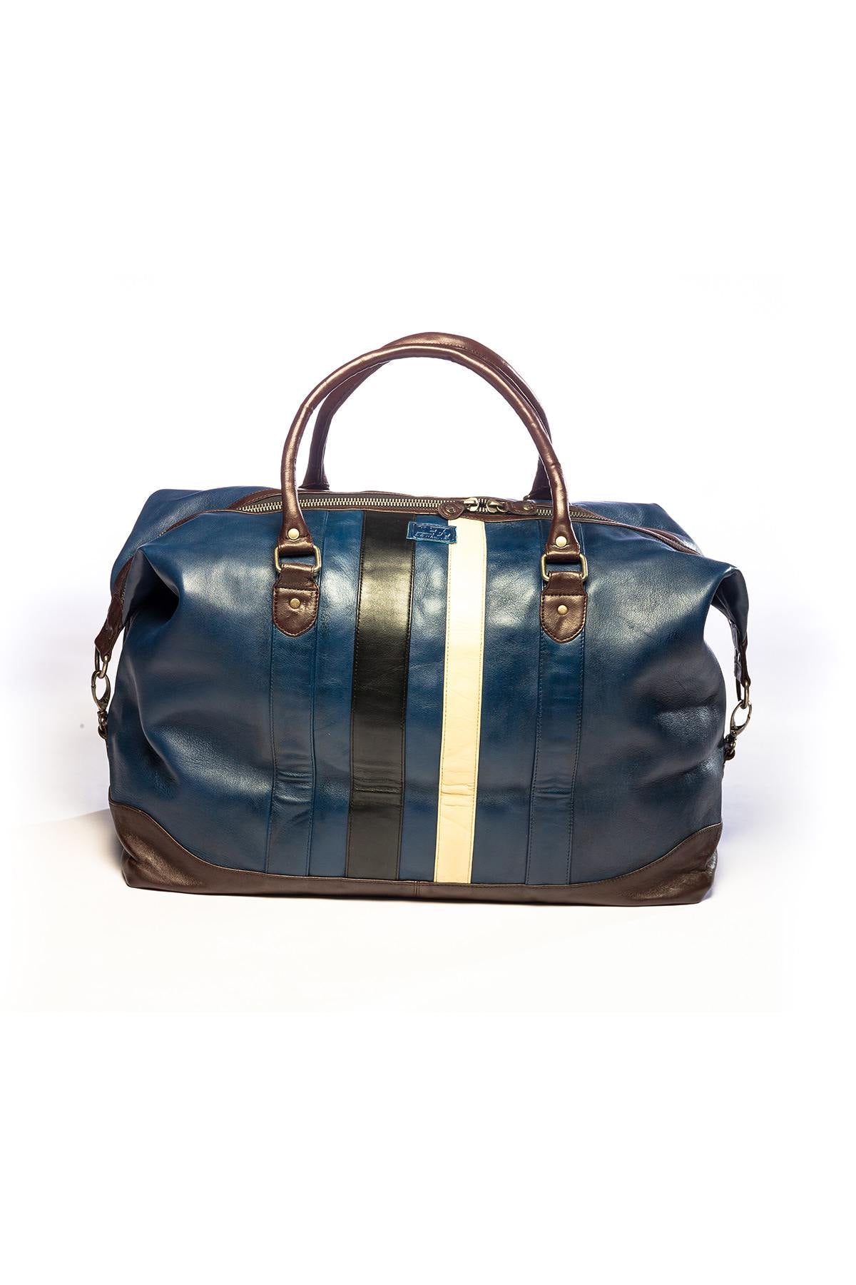 Blue racing-style leather bag, 72h model - Image n°3