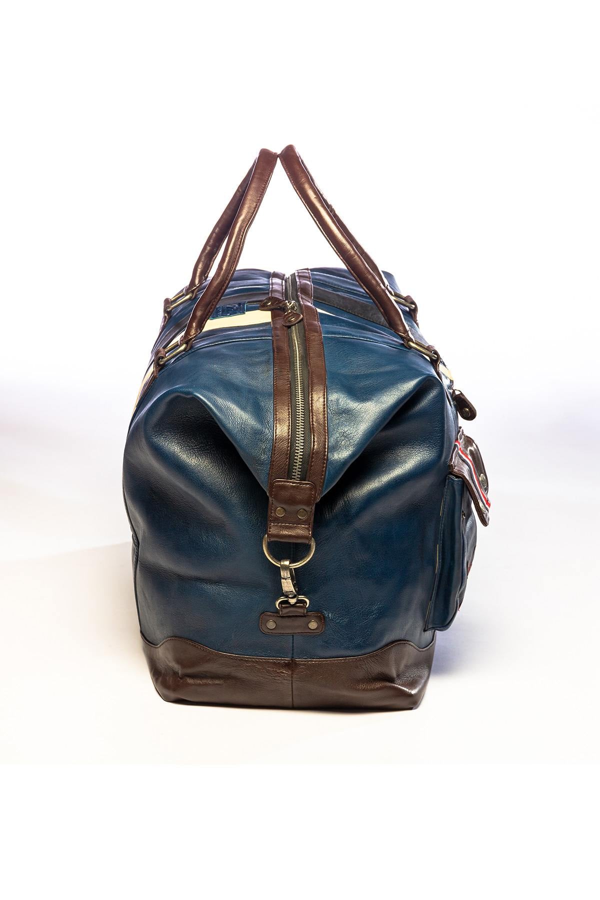 Blue racing-style leather bag, 72h model - Image n°4