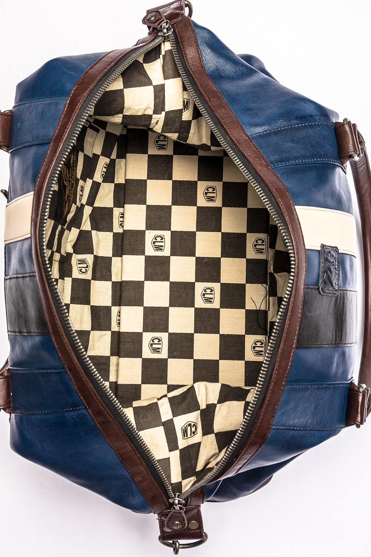 Blue racing-style leather bag, 72h model - Image n°2