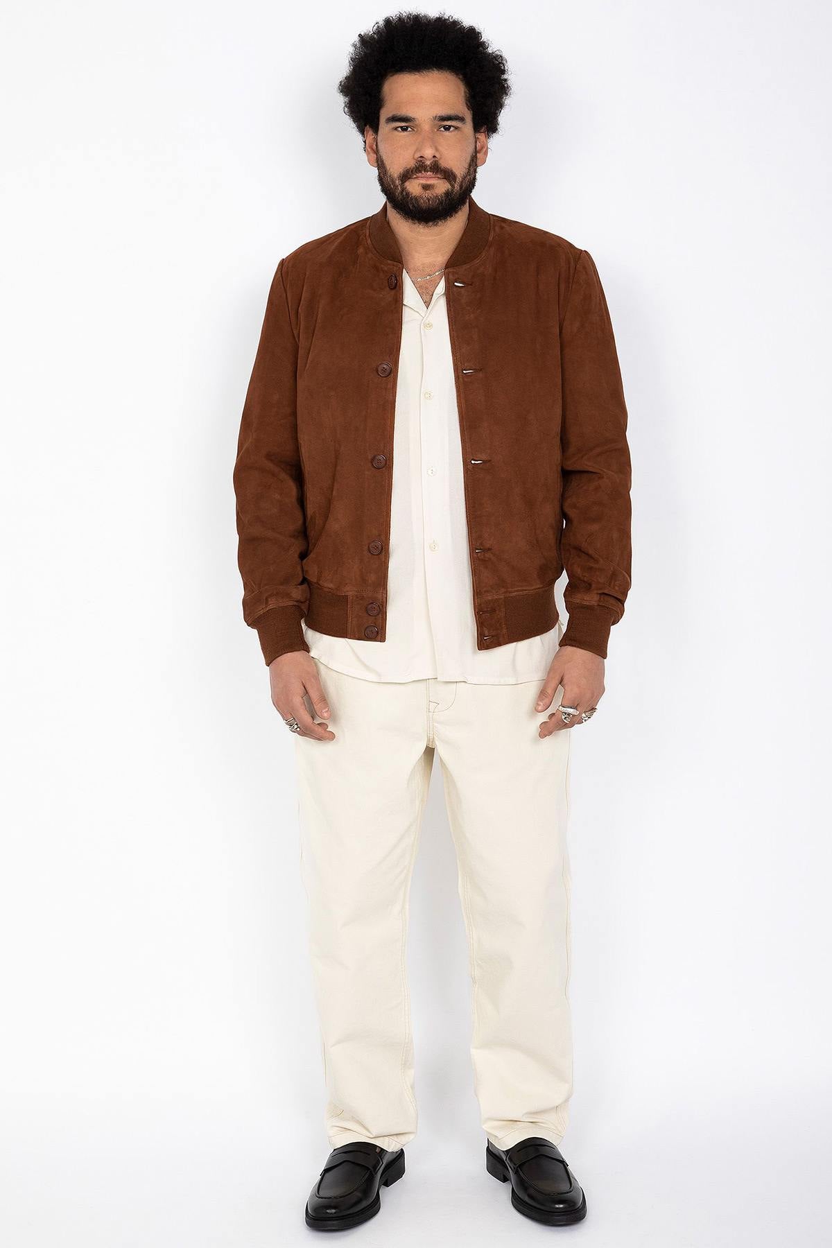 Retro teddy jacket in suede leather - Image n°2