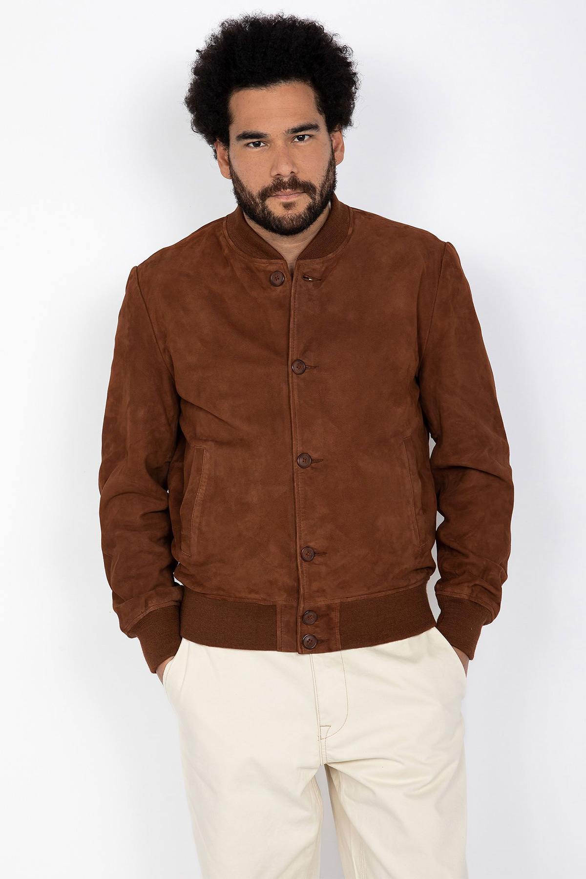 Retro teddy jacket in suede leather - Image n°1