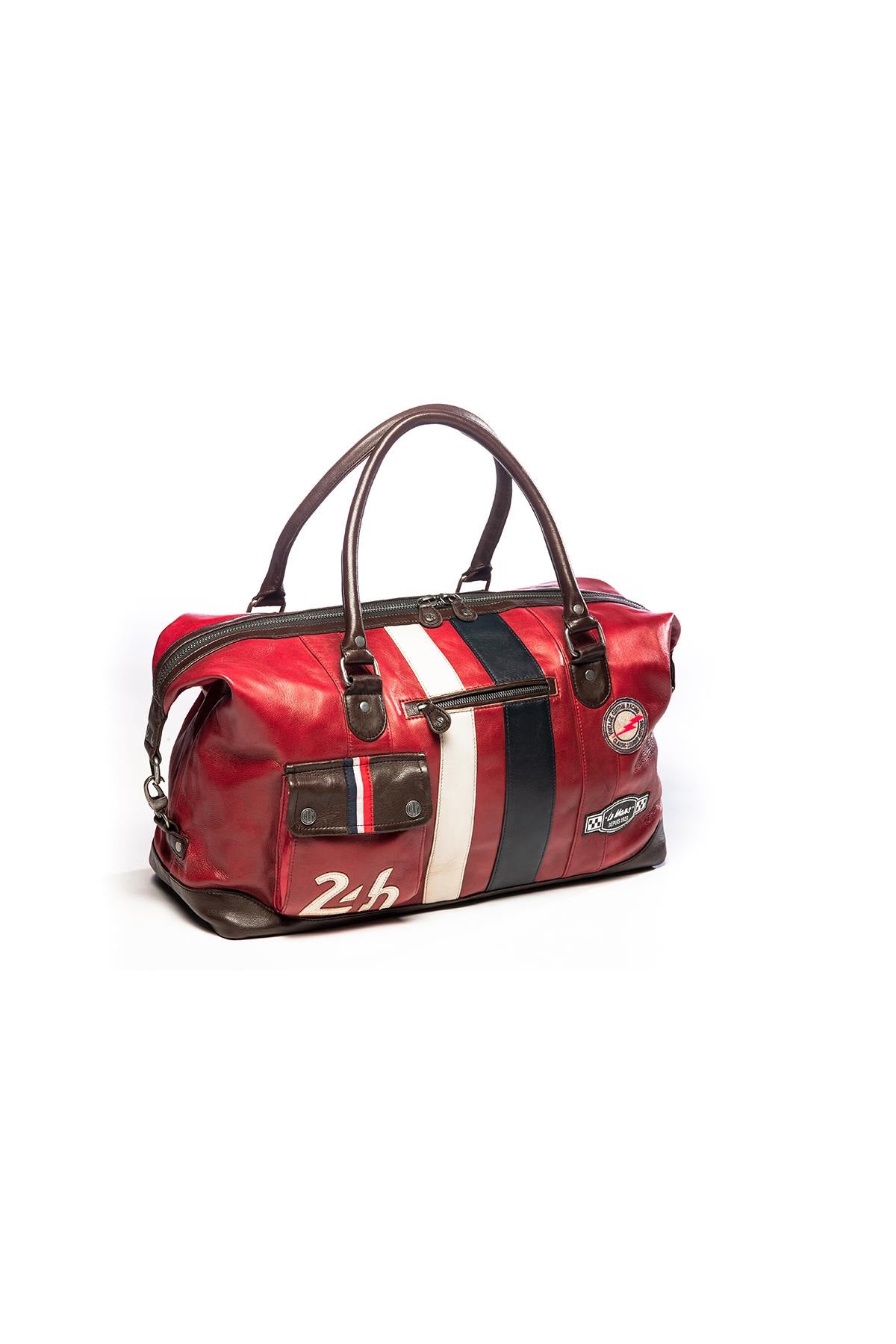 48-hour format red genuine leather bag - Image n°1