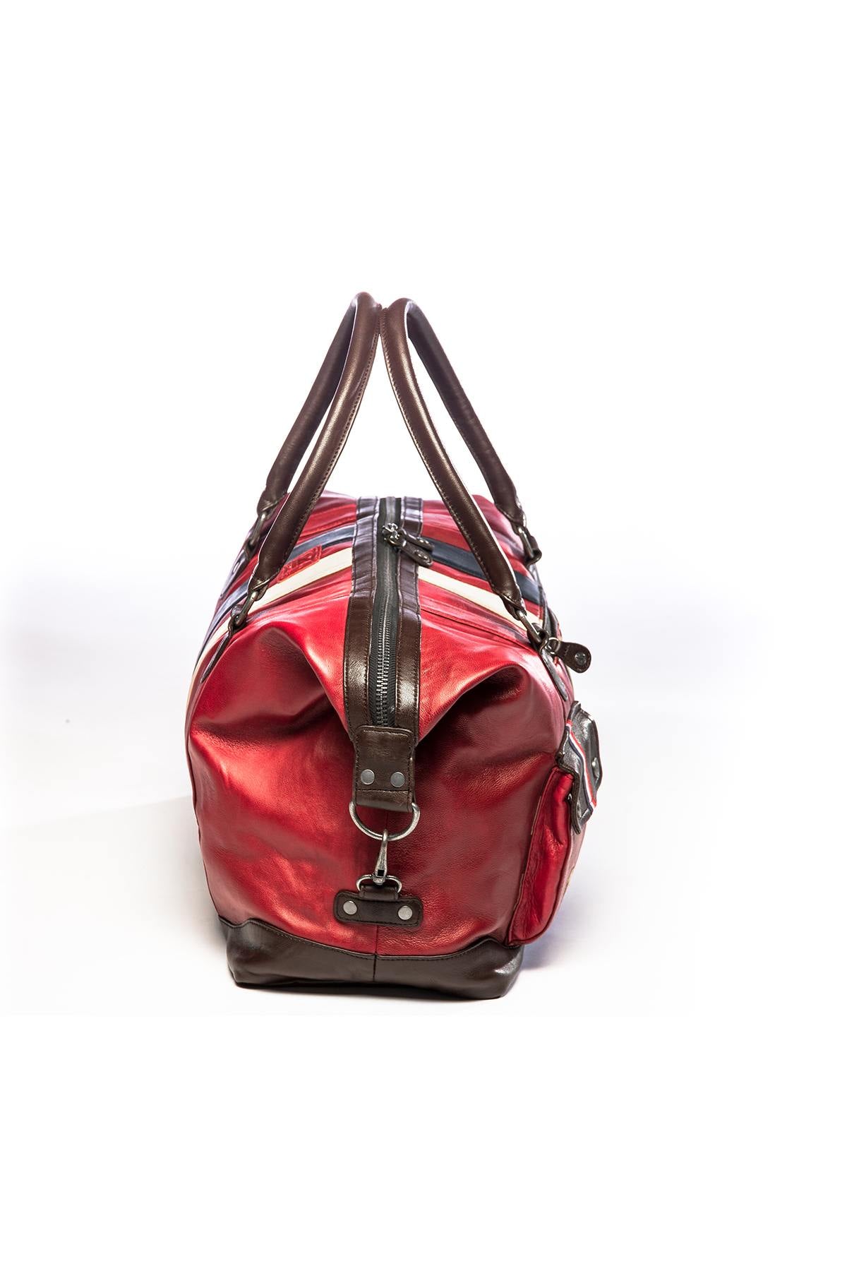 48-hour format red genuine leather bag - Image n°4