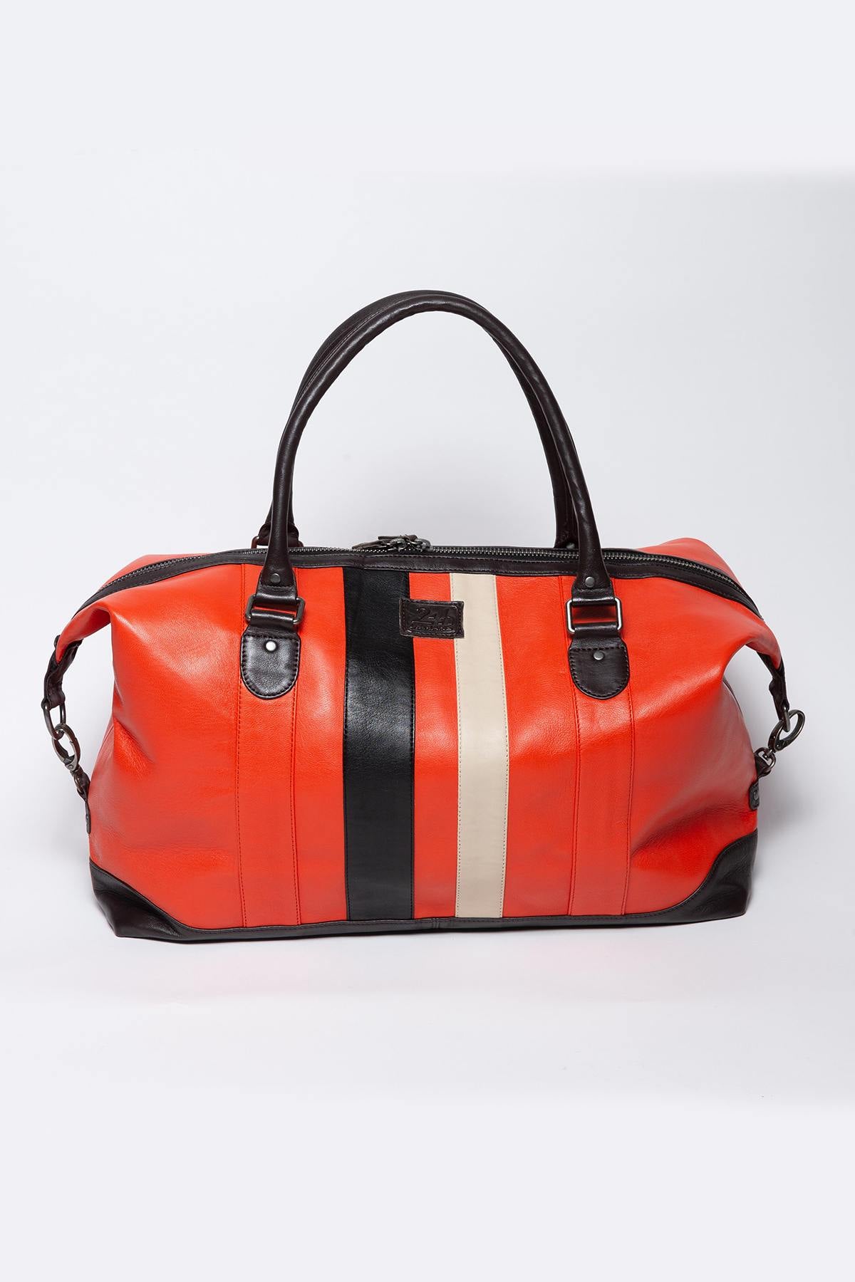 Orange leather bag from the 24 hours of Le Mans - Image n°4