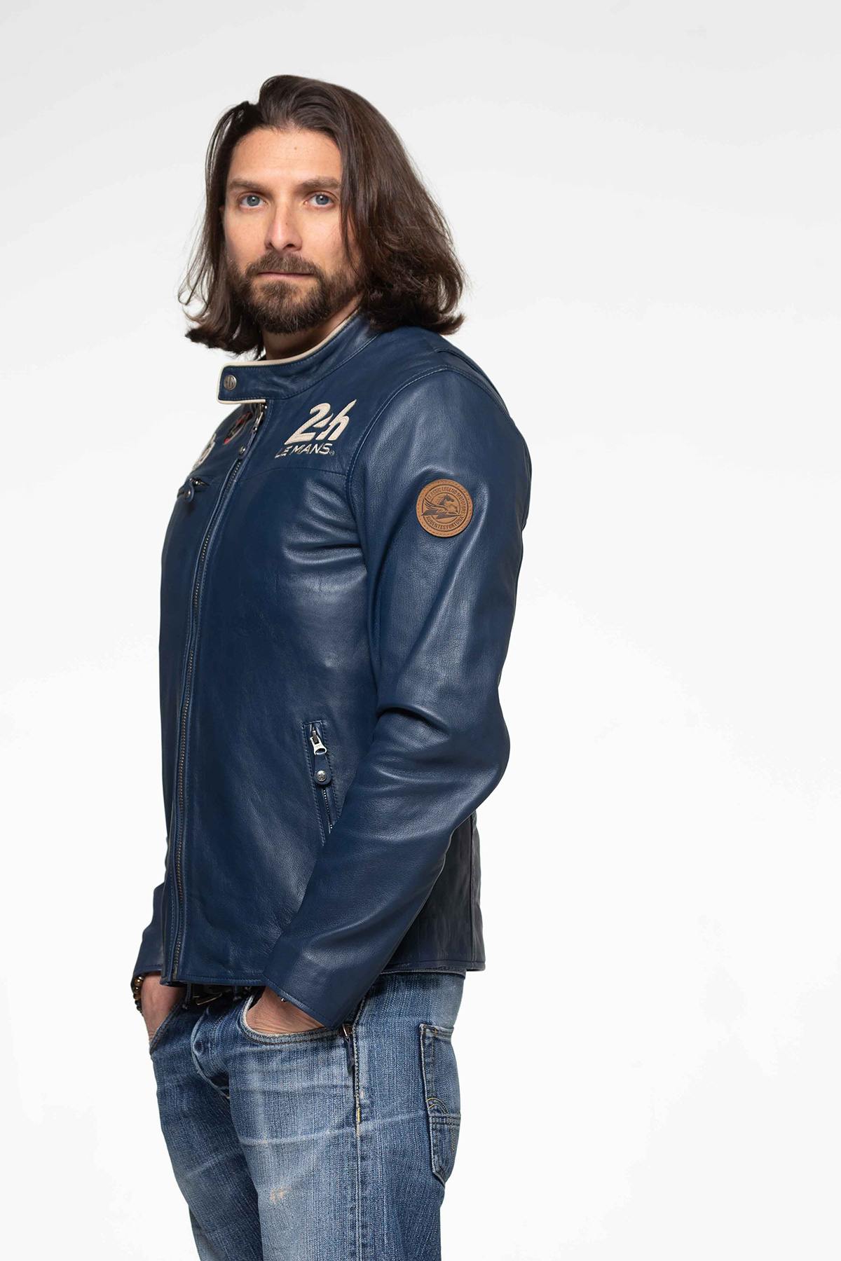 Navy blue leather jacket from the 24h of Le Mans - Image n°8