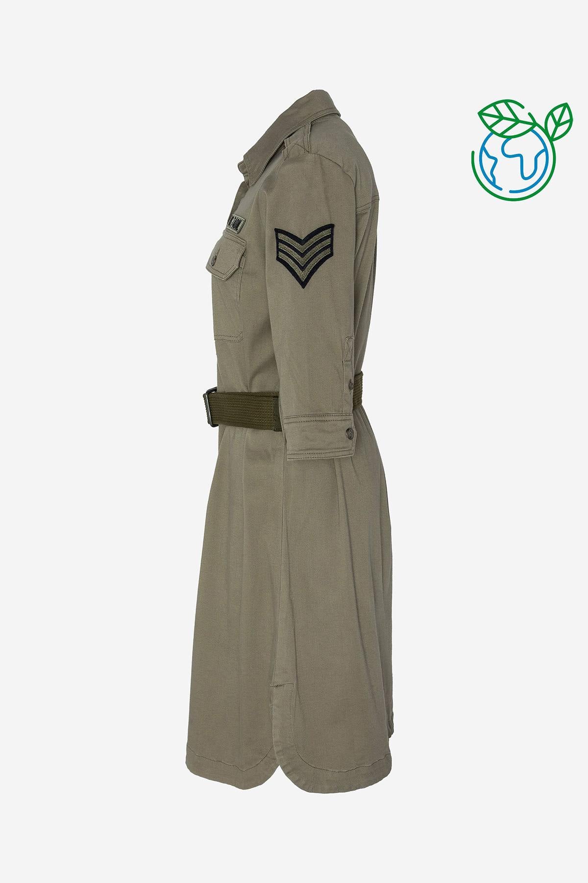 Eco-responsible khaki military dress - Image n°3