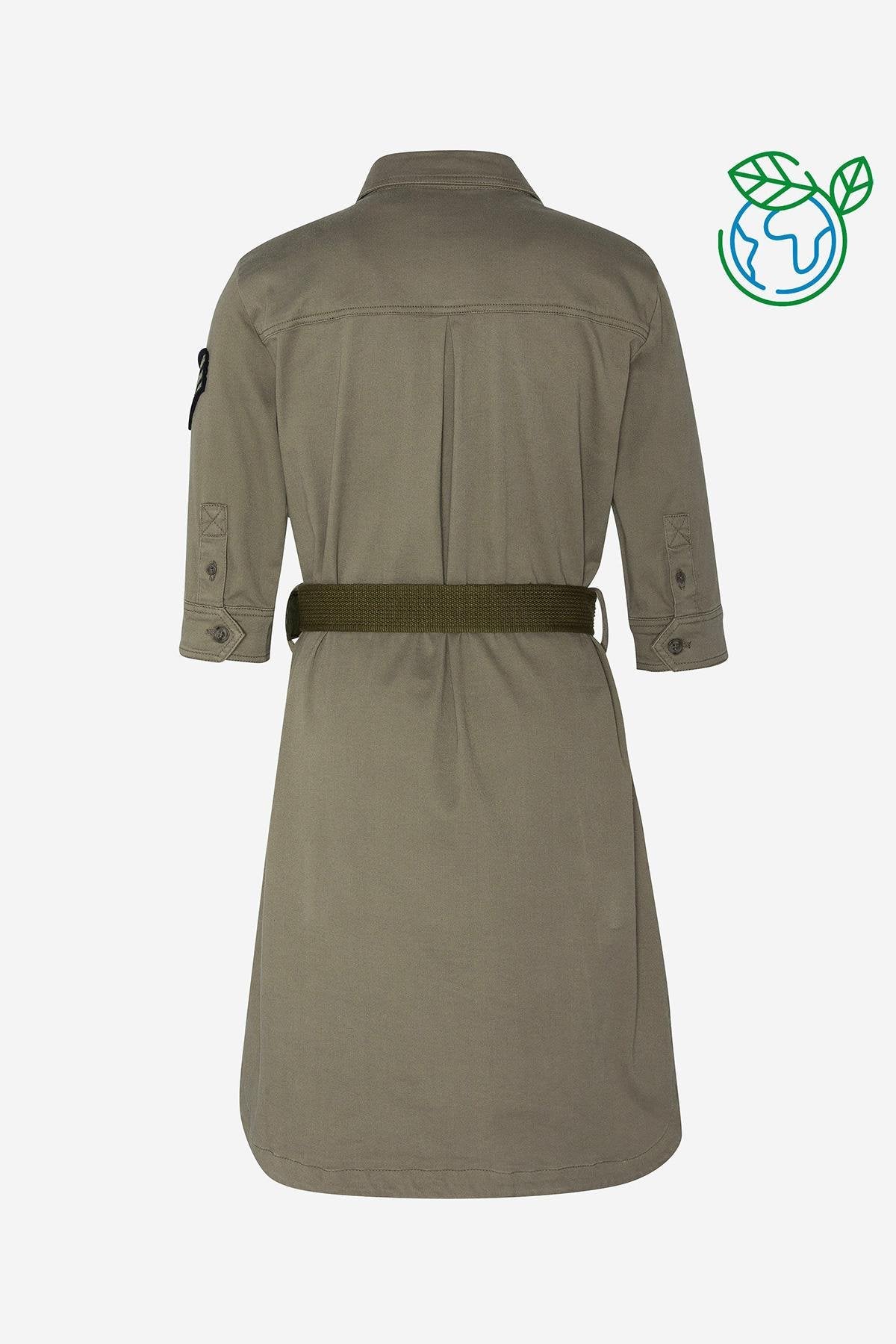 Eco-responsible khaki military dress - Image n°5