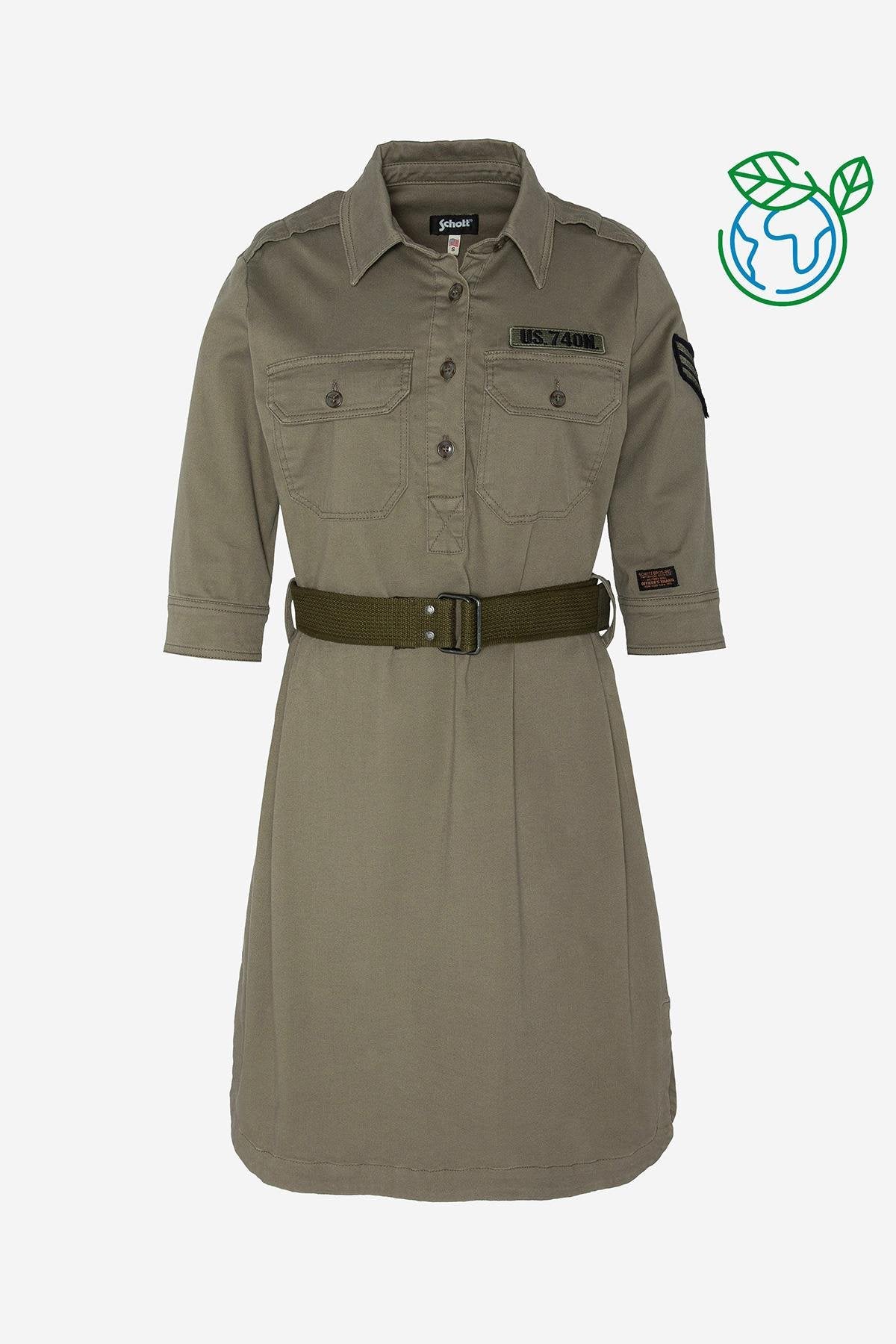 Eco-responsible khaki military dress - Image n°2