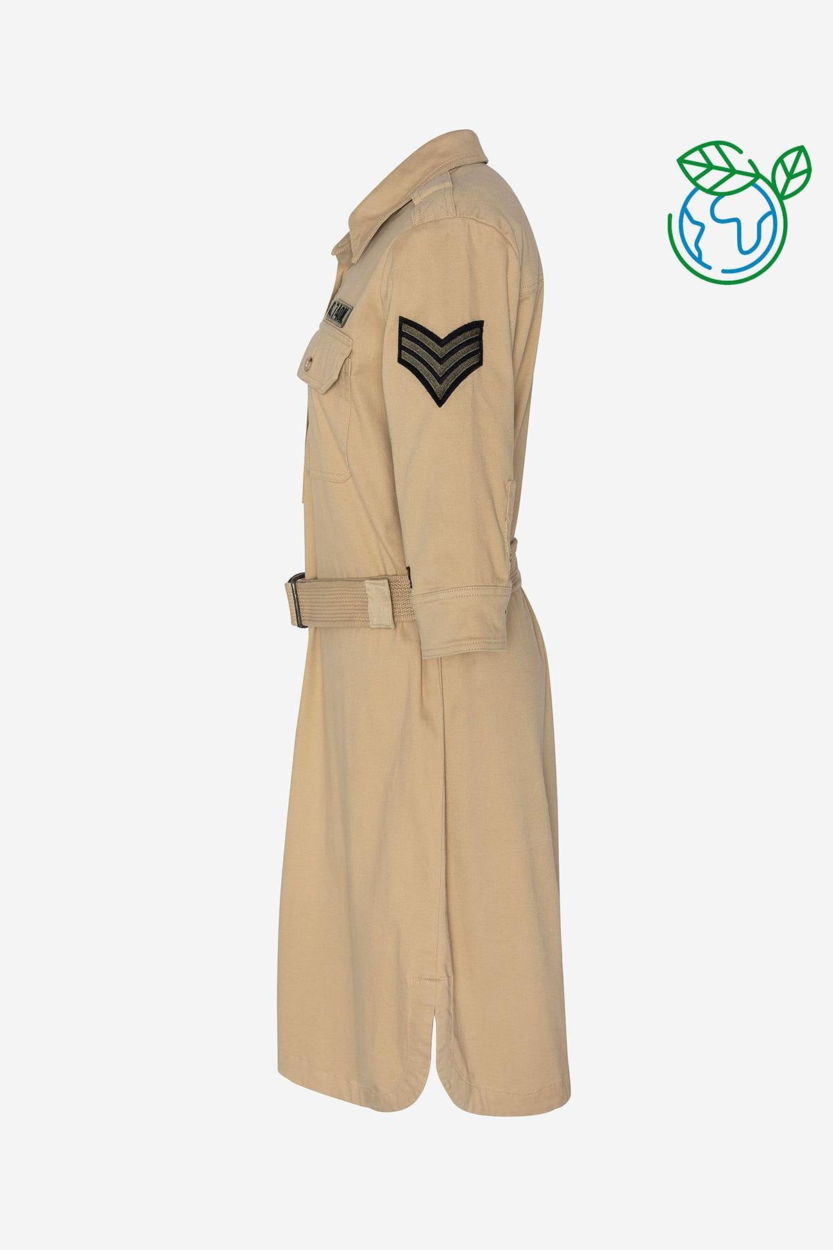 Beige military style dress - Image n°2