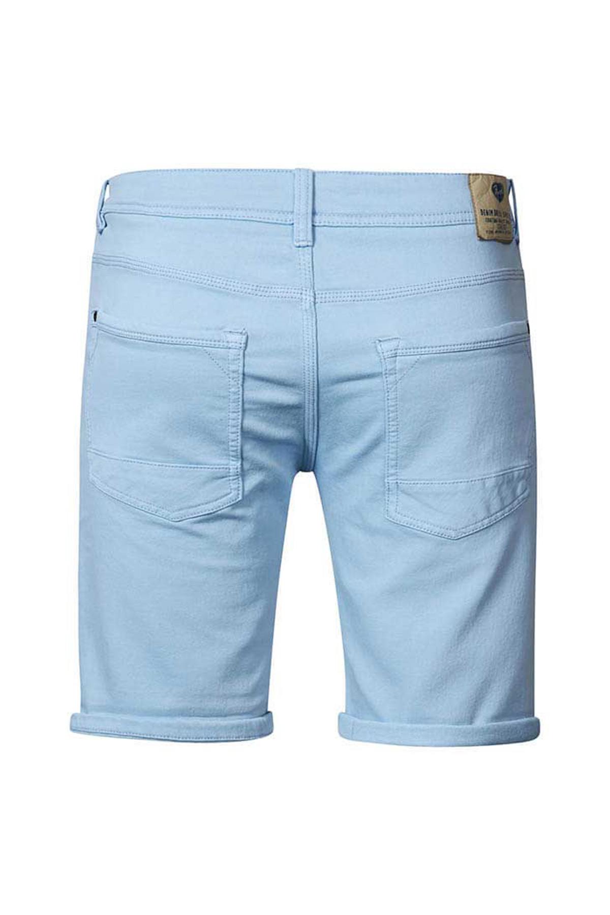 Light blue slimfit denim shorts - Image n°2